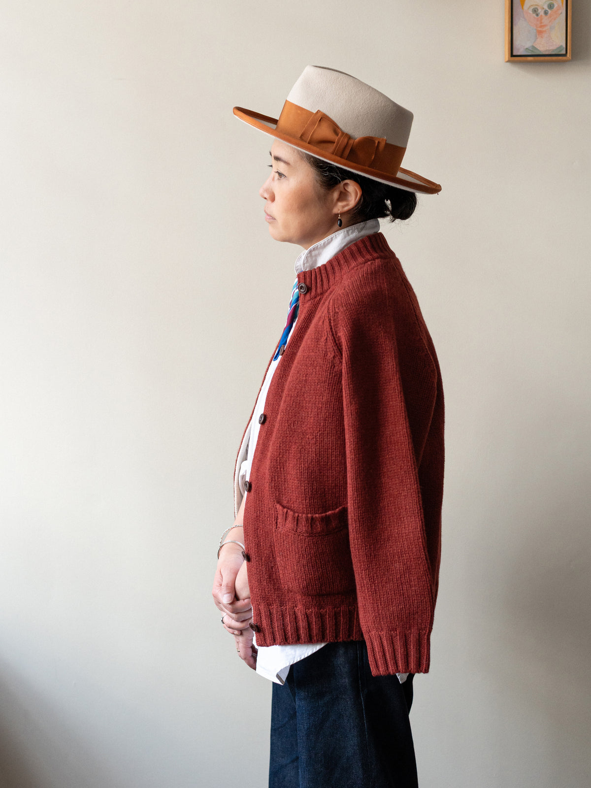 Pure Lambswool Cardigan / Red Sienna