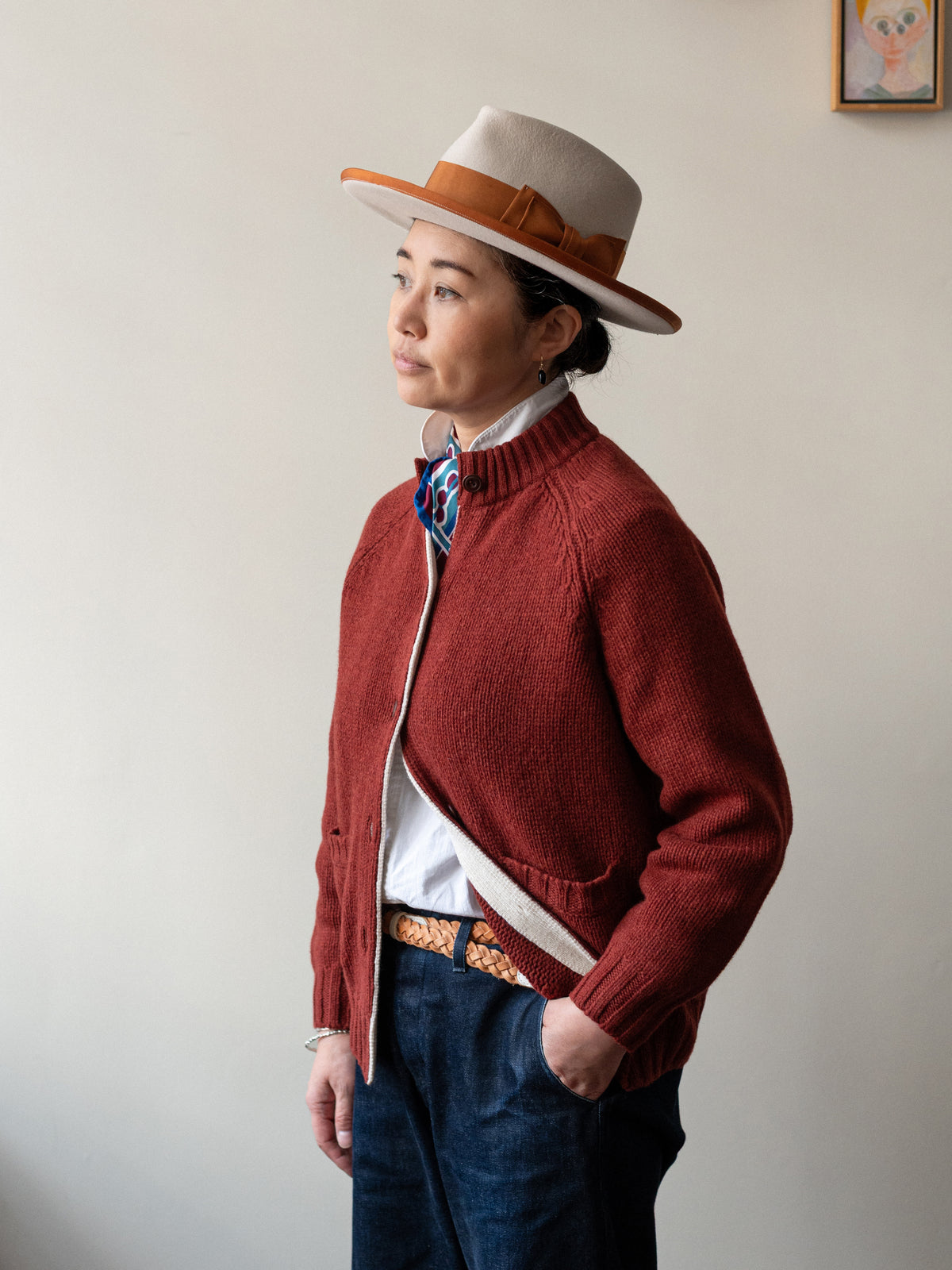 Pure Lambswool Cardigan / Red Sienna