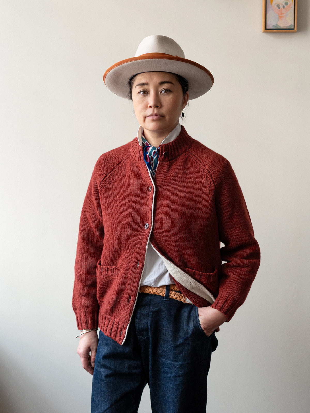 Pure Lambswool Cardigan / Red Sienna