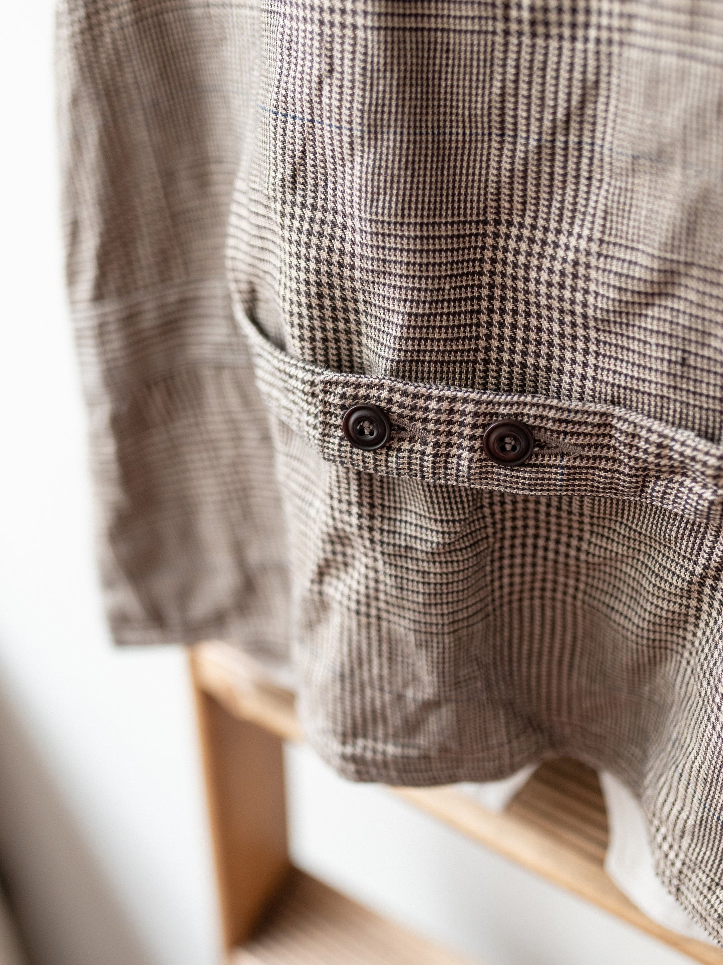 Irish Linen Reversible Vest / Brown Check & Plain