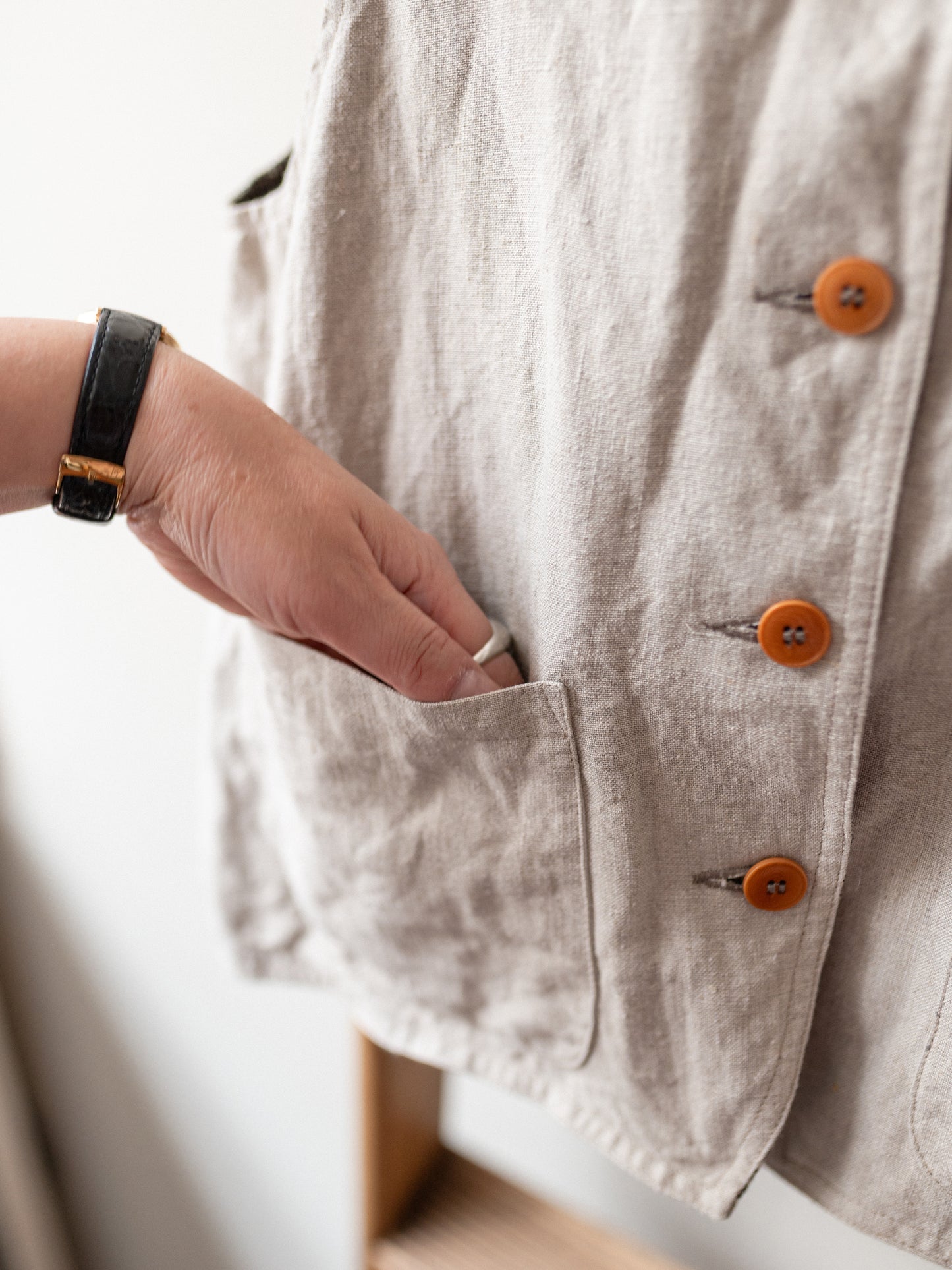Irish Linen Reversible Vest / Brown Check & Plain