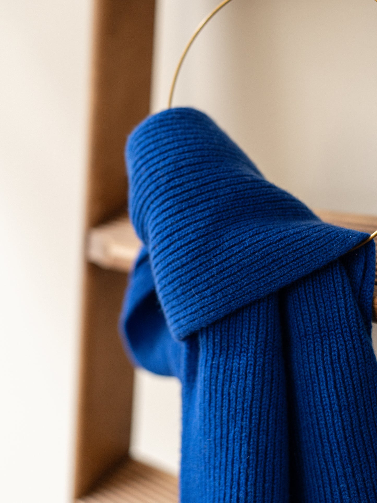 Cashmere Rib Scarf | Royal Blue