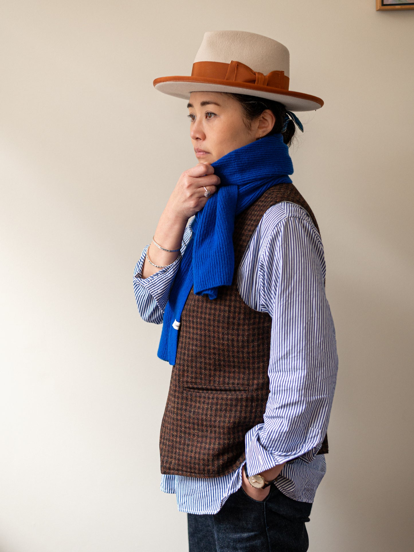 Cashmere Rib Scarf | Royal Blue