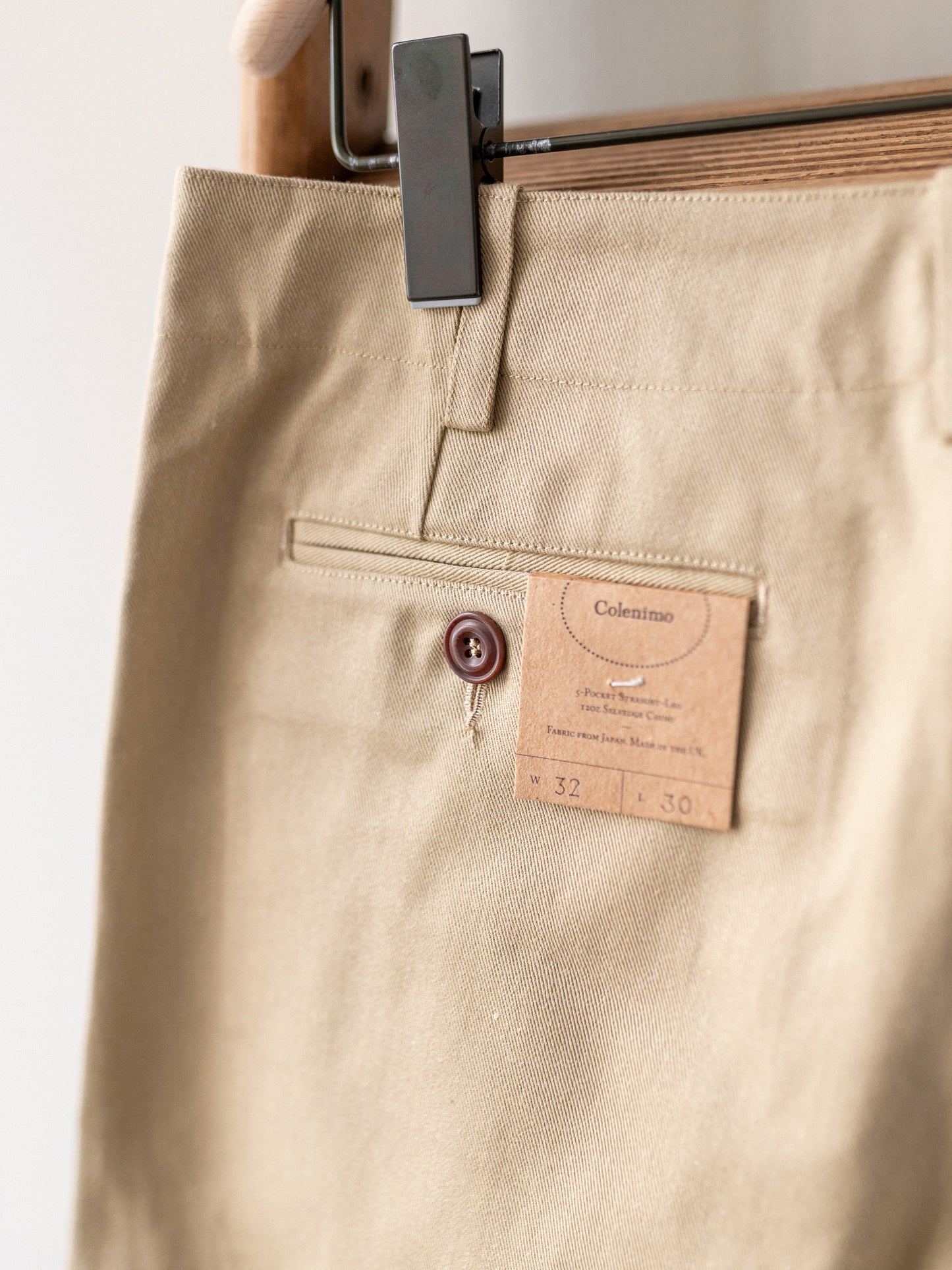 Straight-Leg Selvedge Chino Trouser / Beige