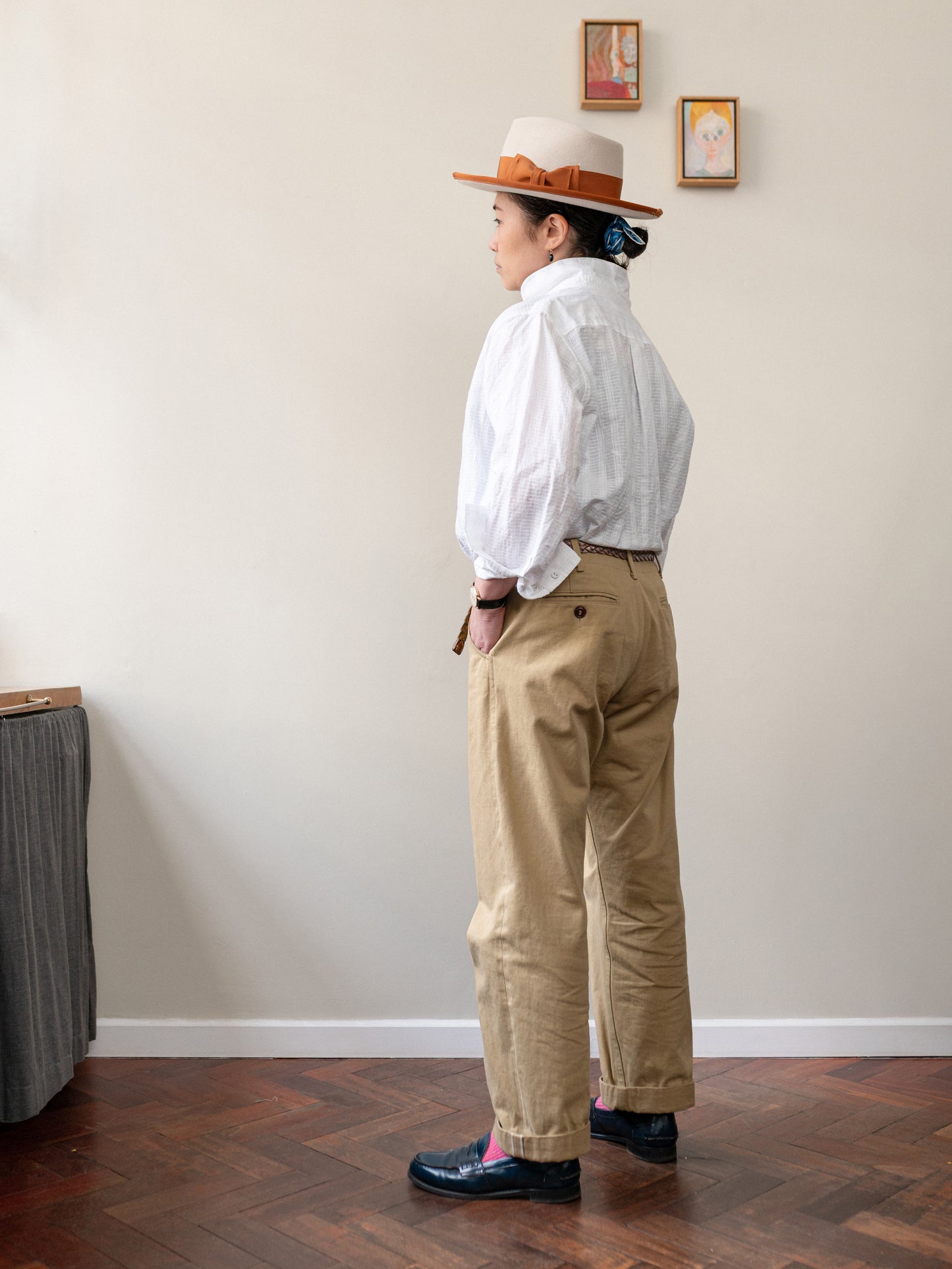 Straight-Leg Selvedge Chino Trouser / Beige