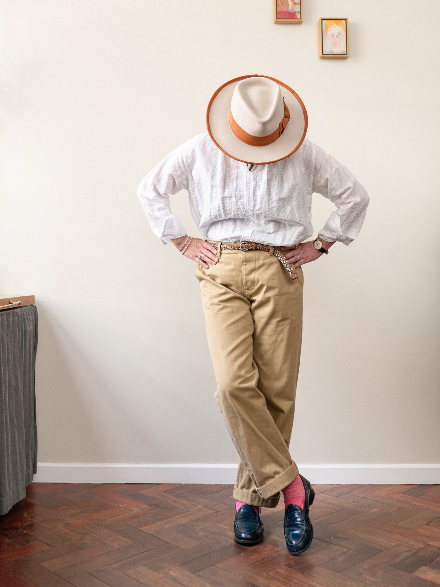 Straight-Leg Selvedge Chino Trouser / Beige