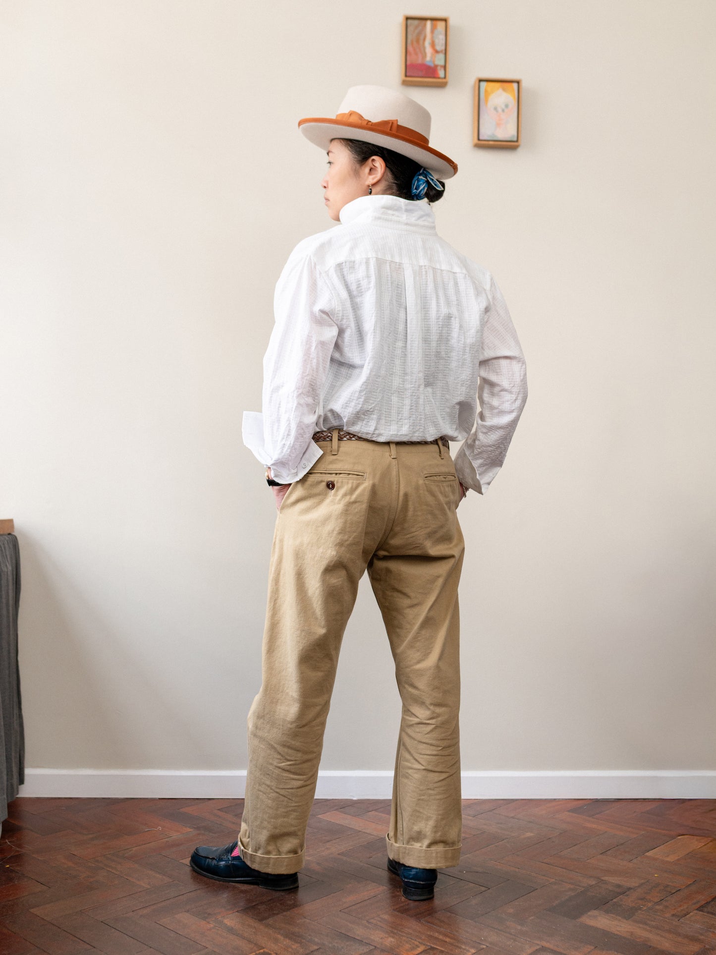 Straight-Leg Selvedge Chino Trouser / Beige