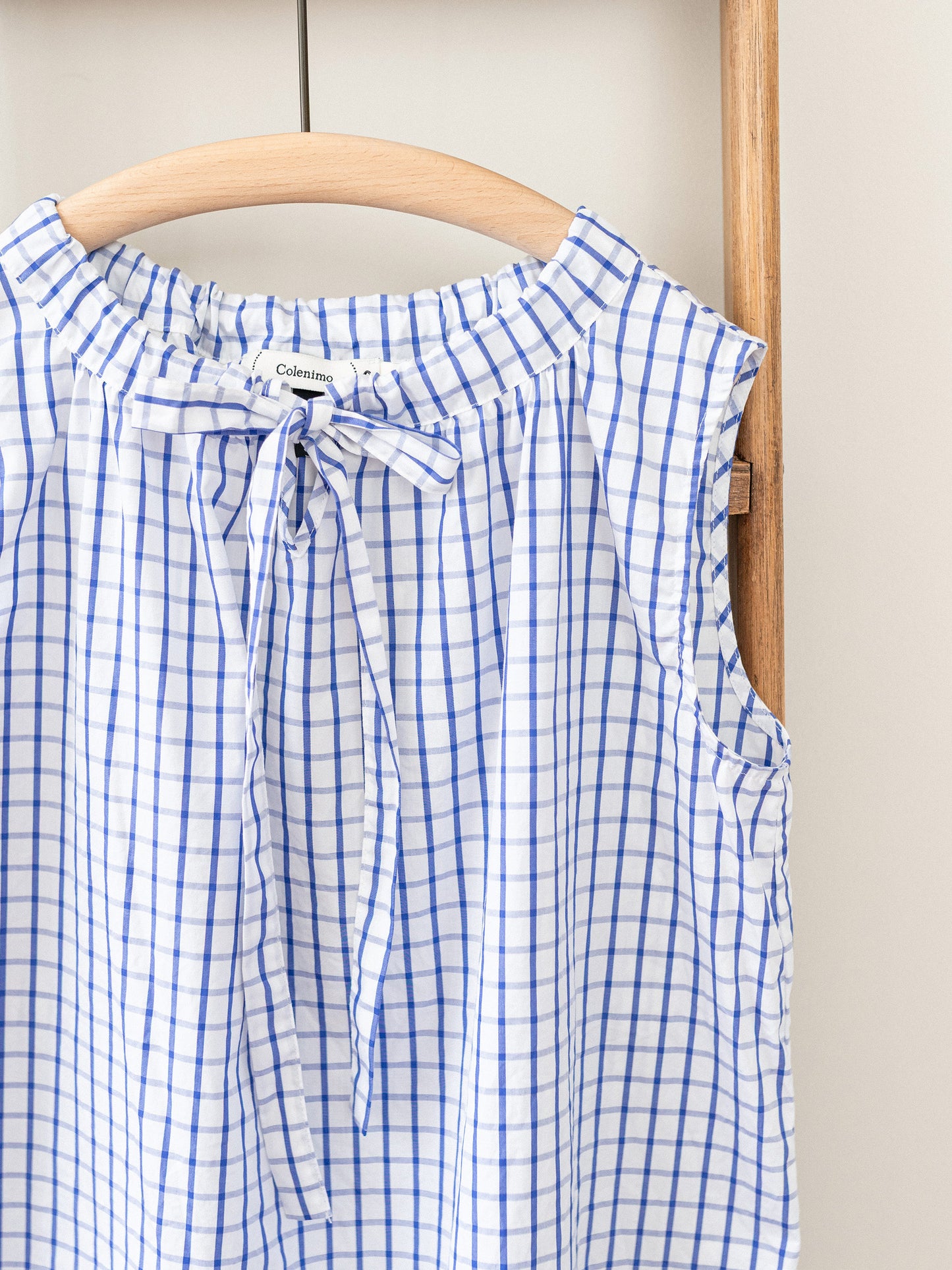 Sleeveless Ribbon Top / Windowpane Check
