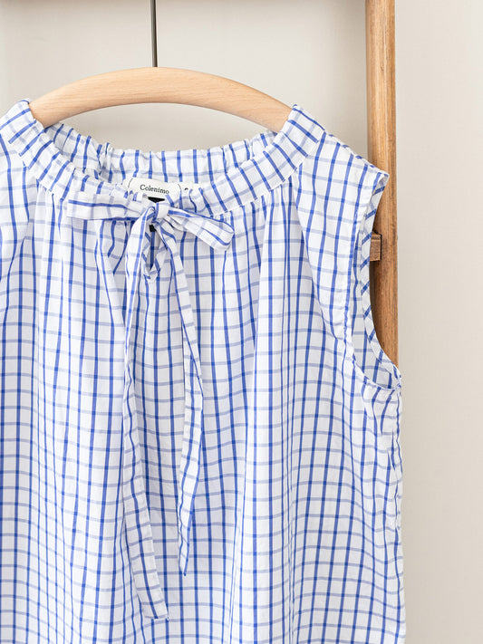 Sleeveless Ribbon Top / Windowpane Check