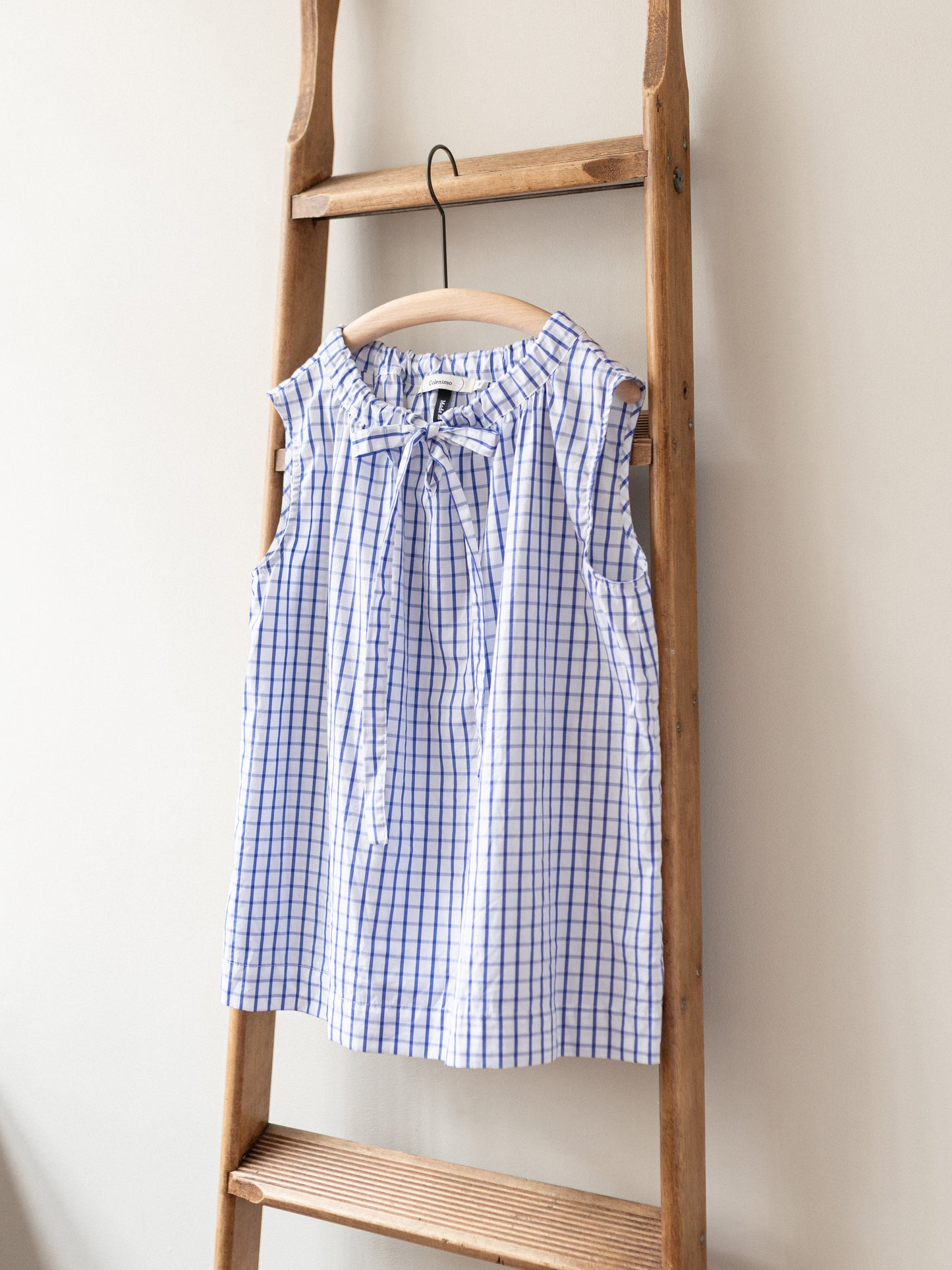 Sleeveless Ribbon Top / Windowpane Check