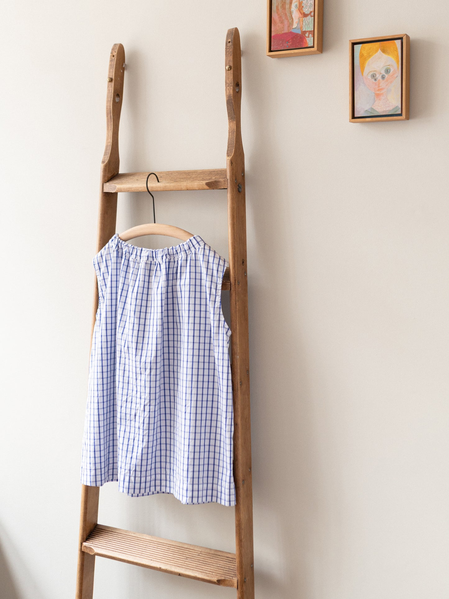 Sleeveless Ribbon Top / Windowpane Check