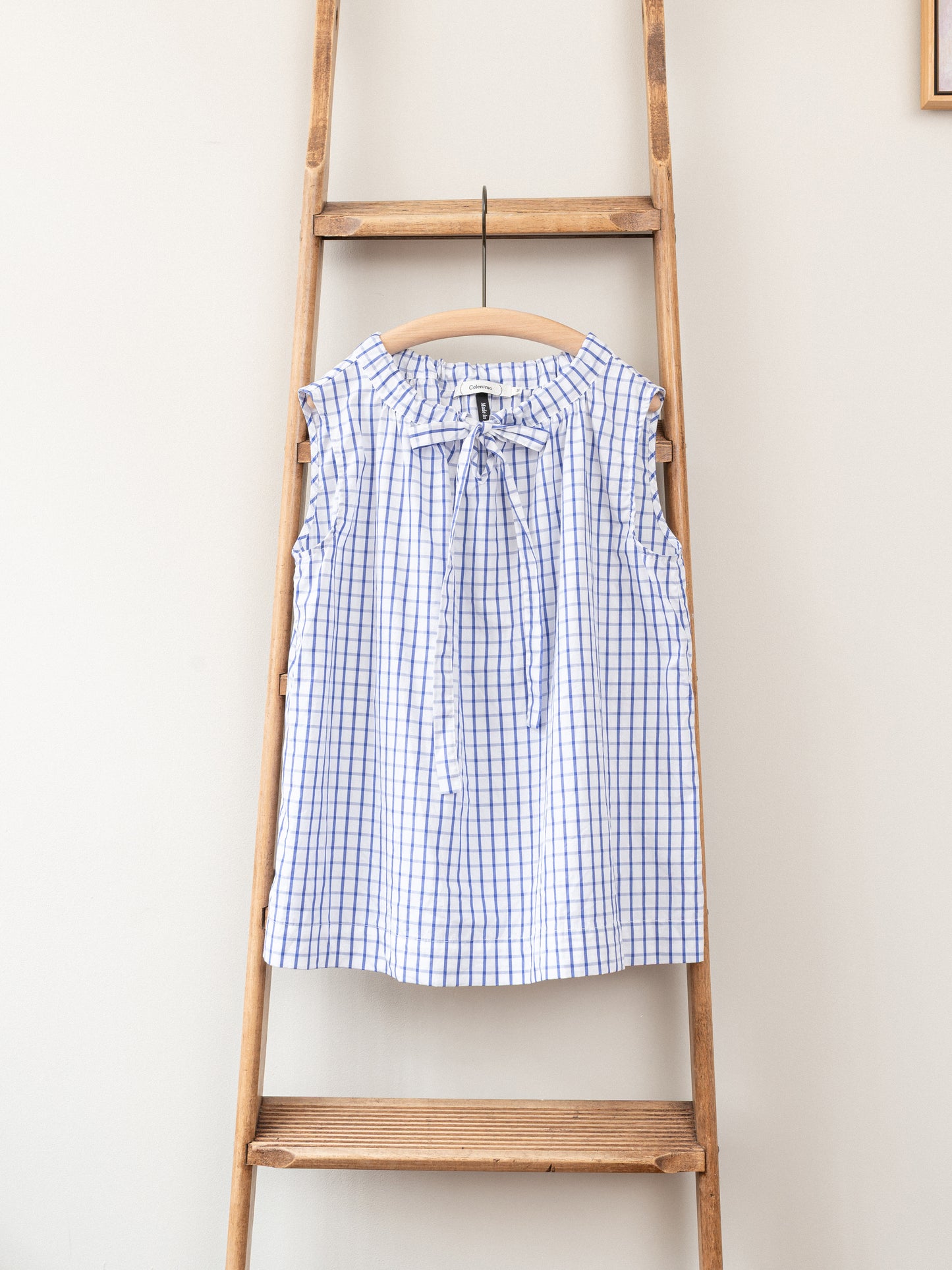 Sleeveless Ribbon Top / Windowpane Check