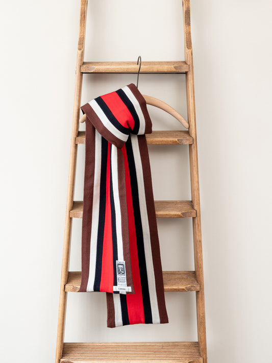 Stripe School Scarf / Brown & Red
