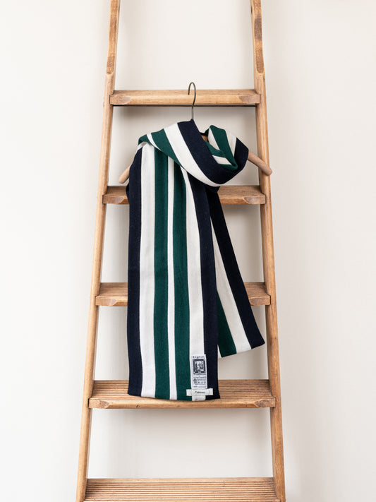 Stripe School Scarf / Green & Navy