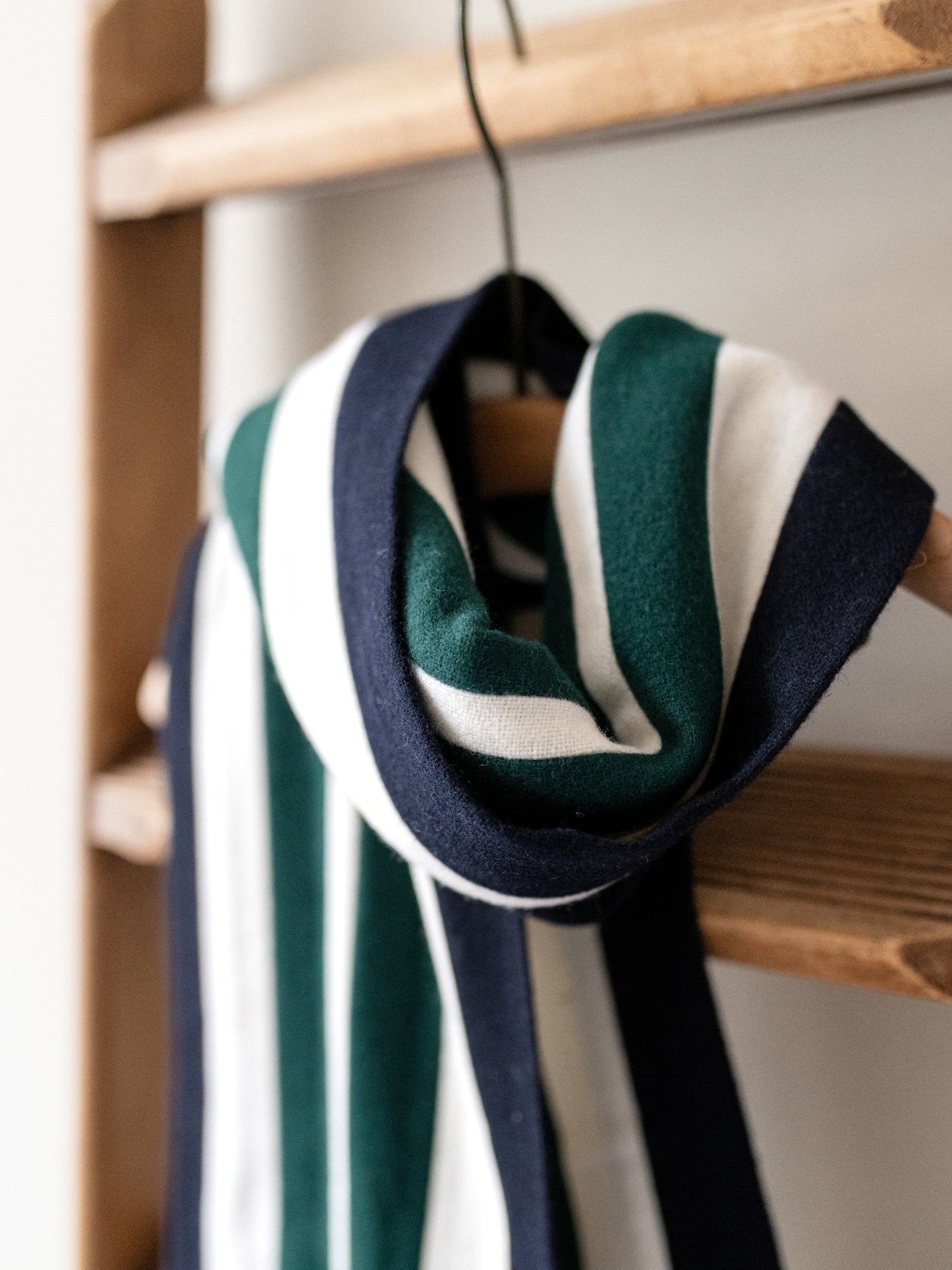 Stripe School Scarf / Green & Navy