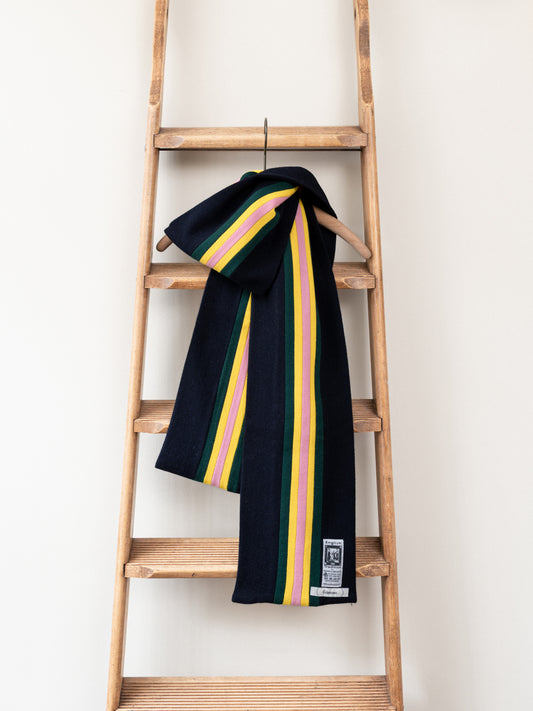 Stripe School Scarf / Navy & Pink