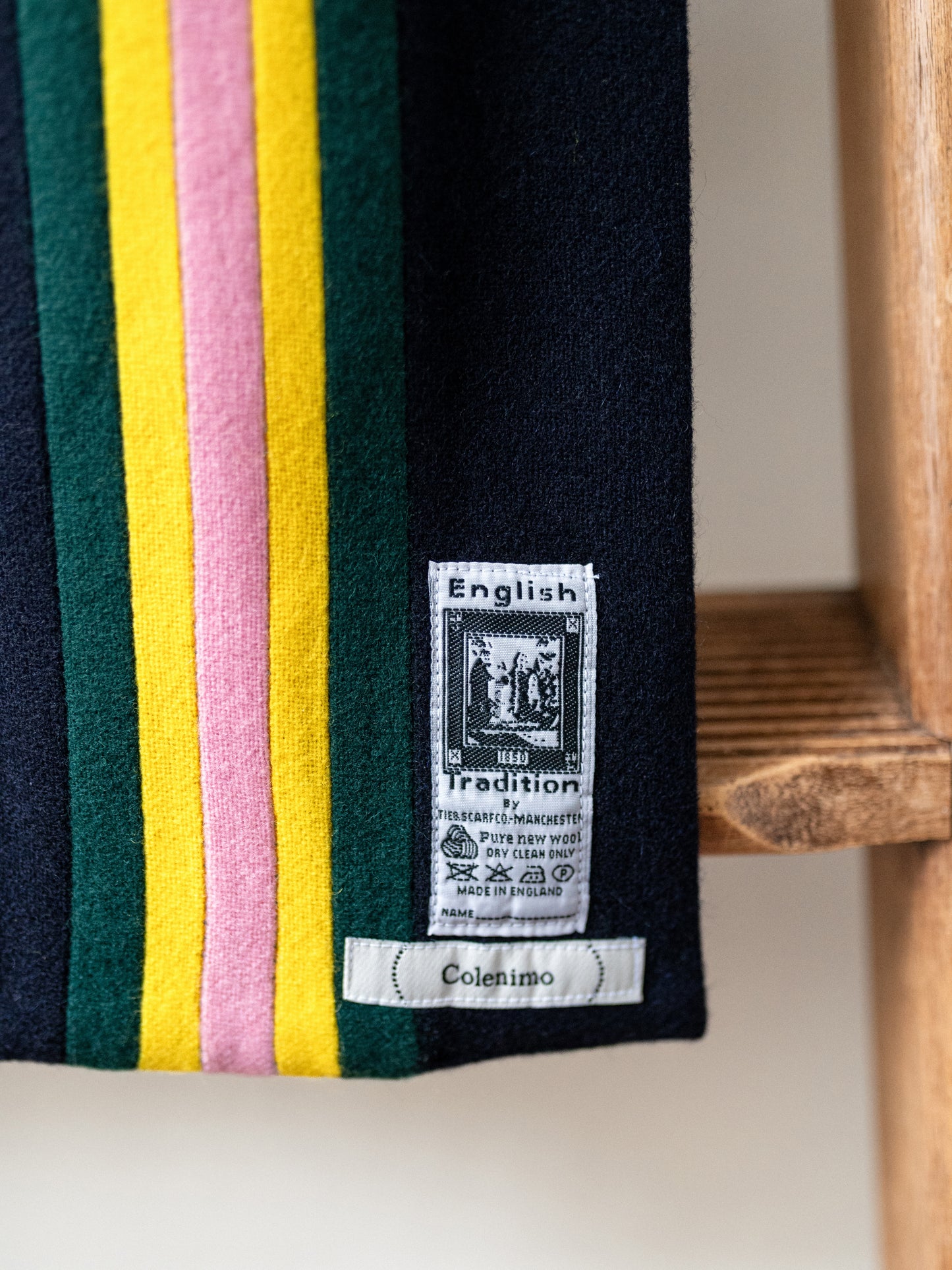 Stripe School Scarf / Navy & Pink