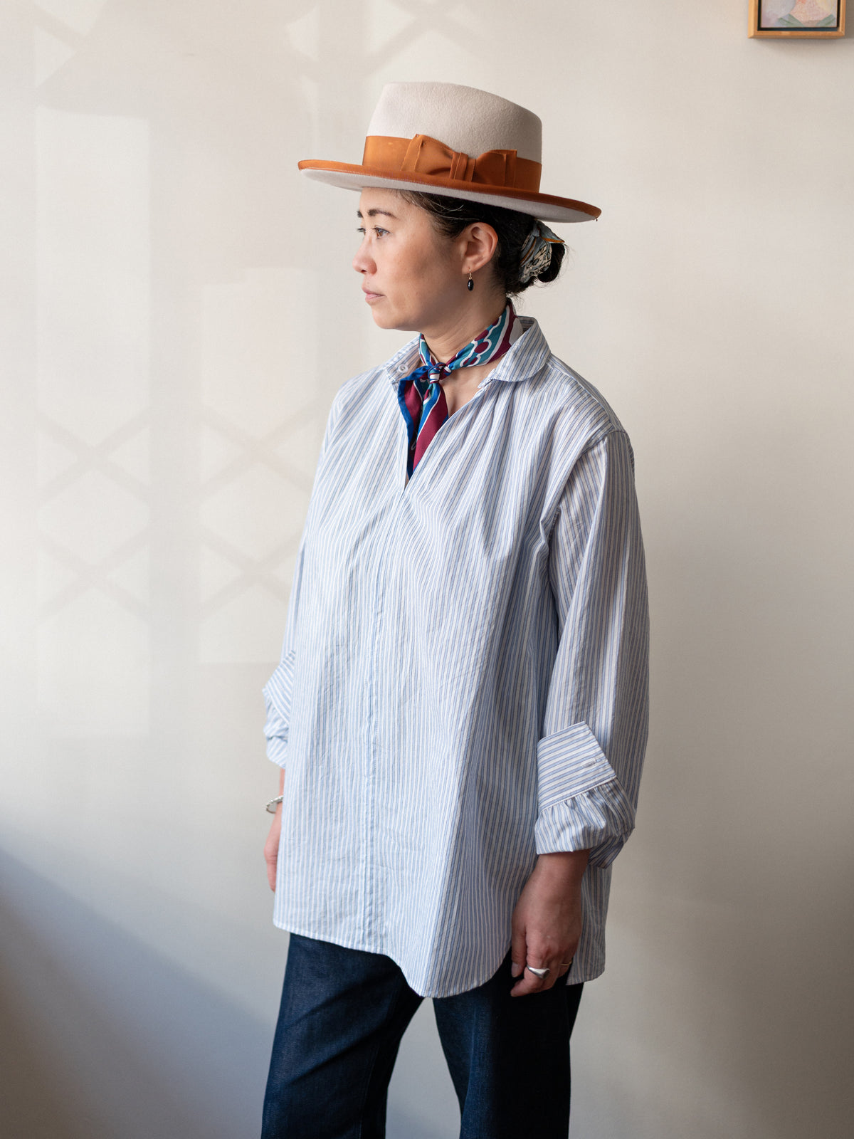 Striped Japanese Cotton Smock | Blue & White