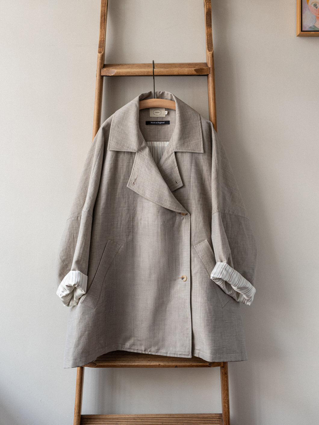 Summer-weight Wool Poncho / Grey