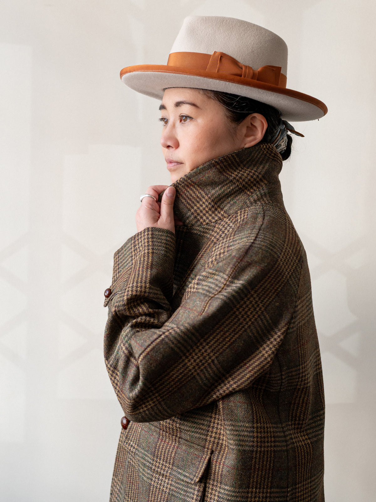 Tweed Field Jacket / Khaki Brown Check