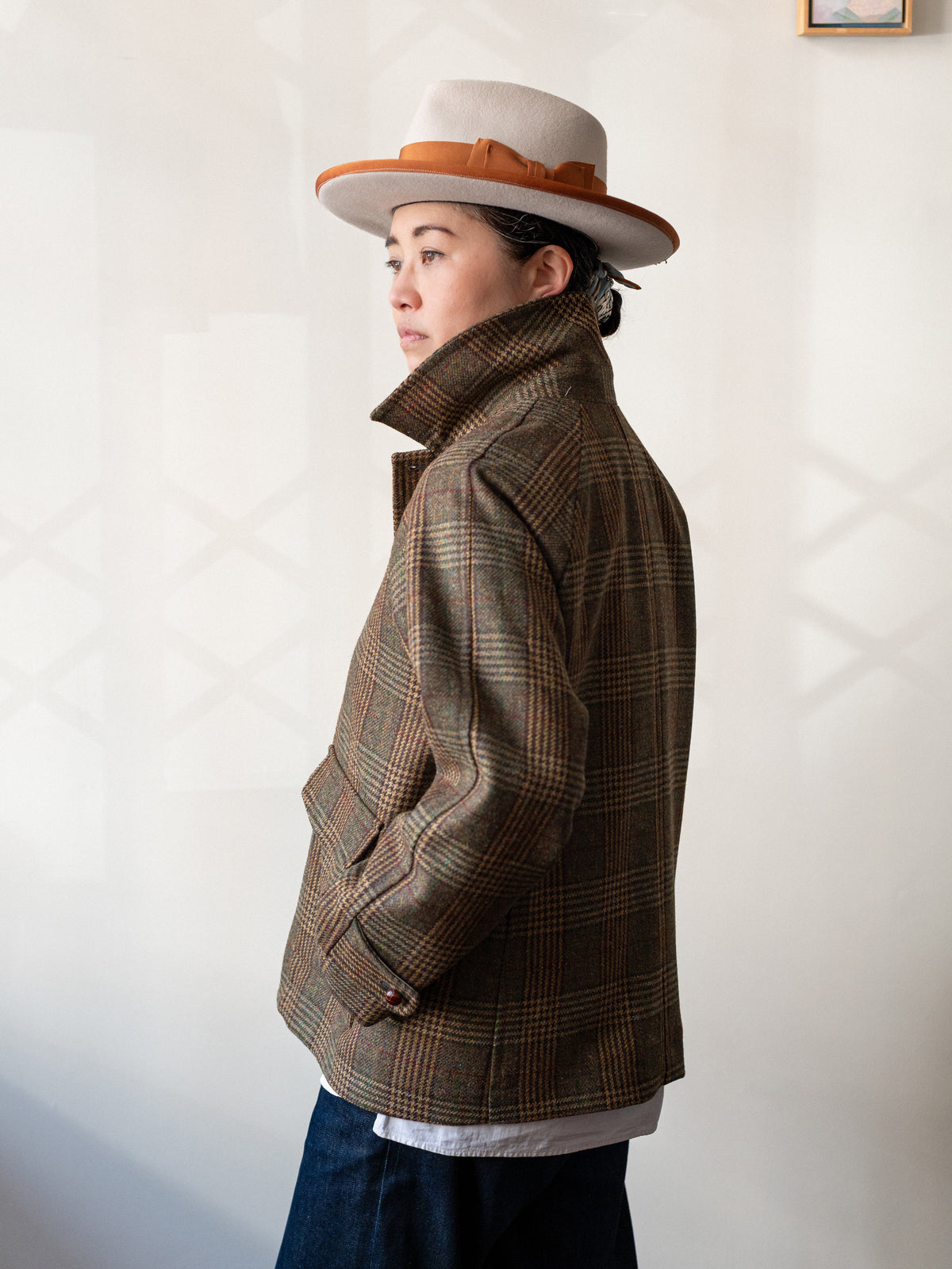 Tweed Field Jacket / Khaki Brown Check