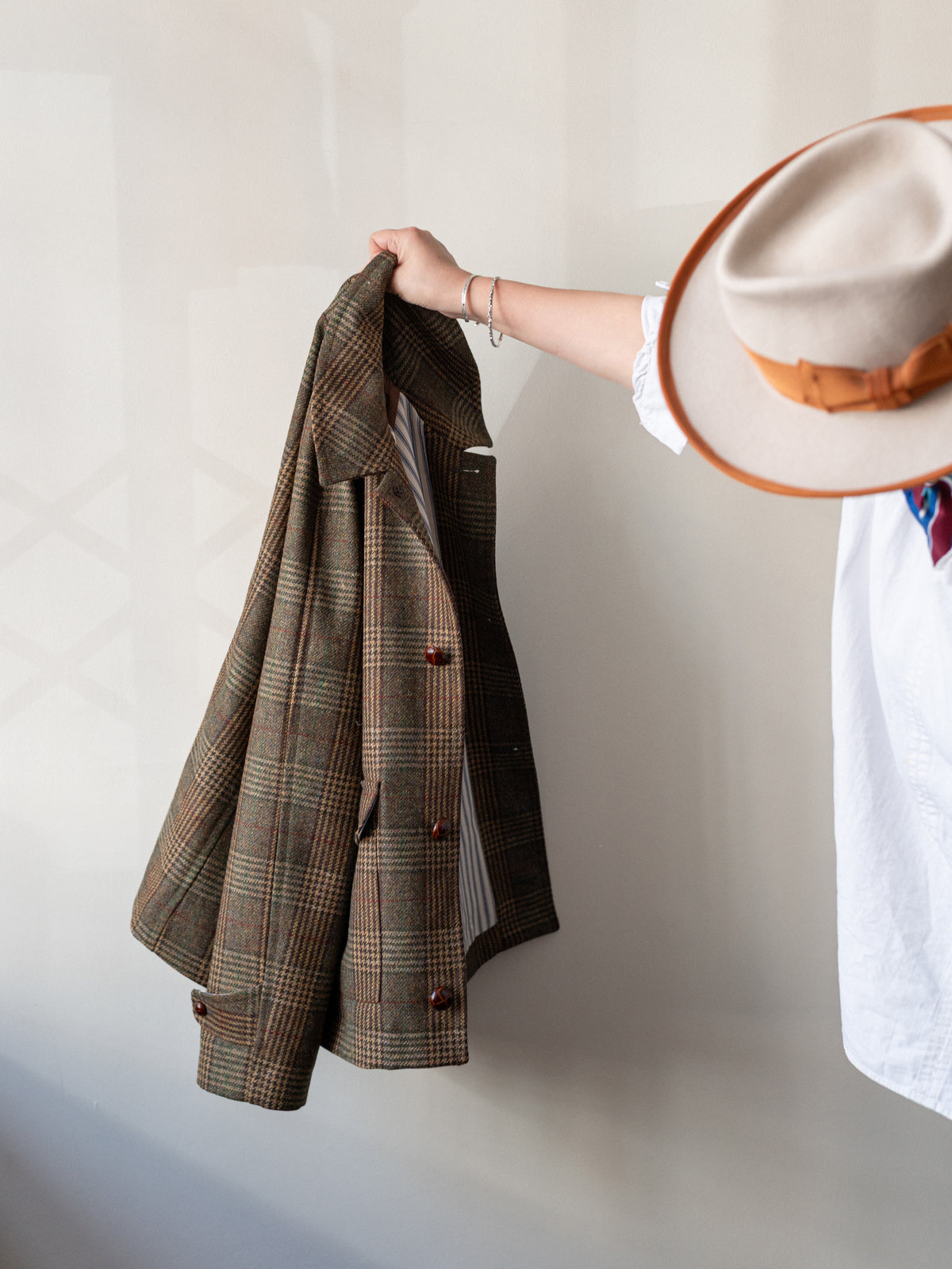 Tweed Field Jacket / Khaki Brown Check