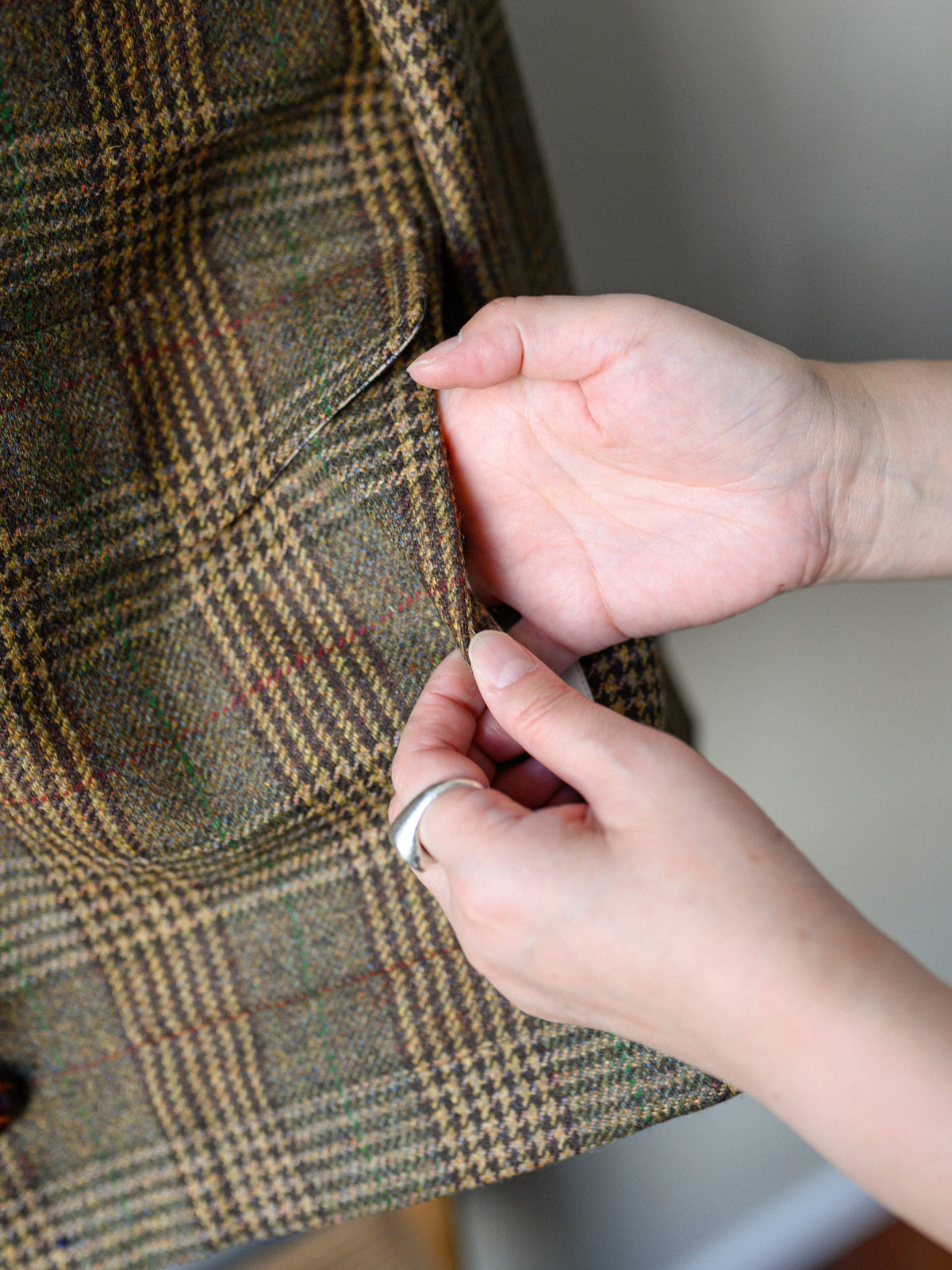 Tweed Field Jacket / Khaki Brown Check