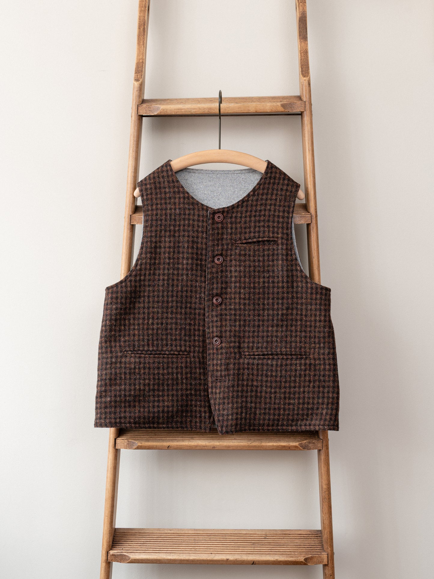 Tweed Reversible Vest / Brown & Grey