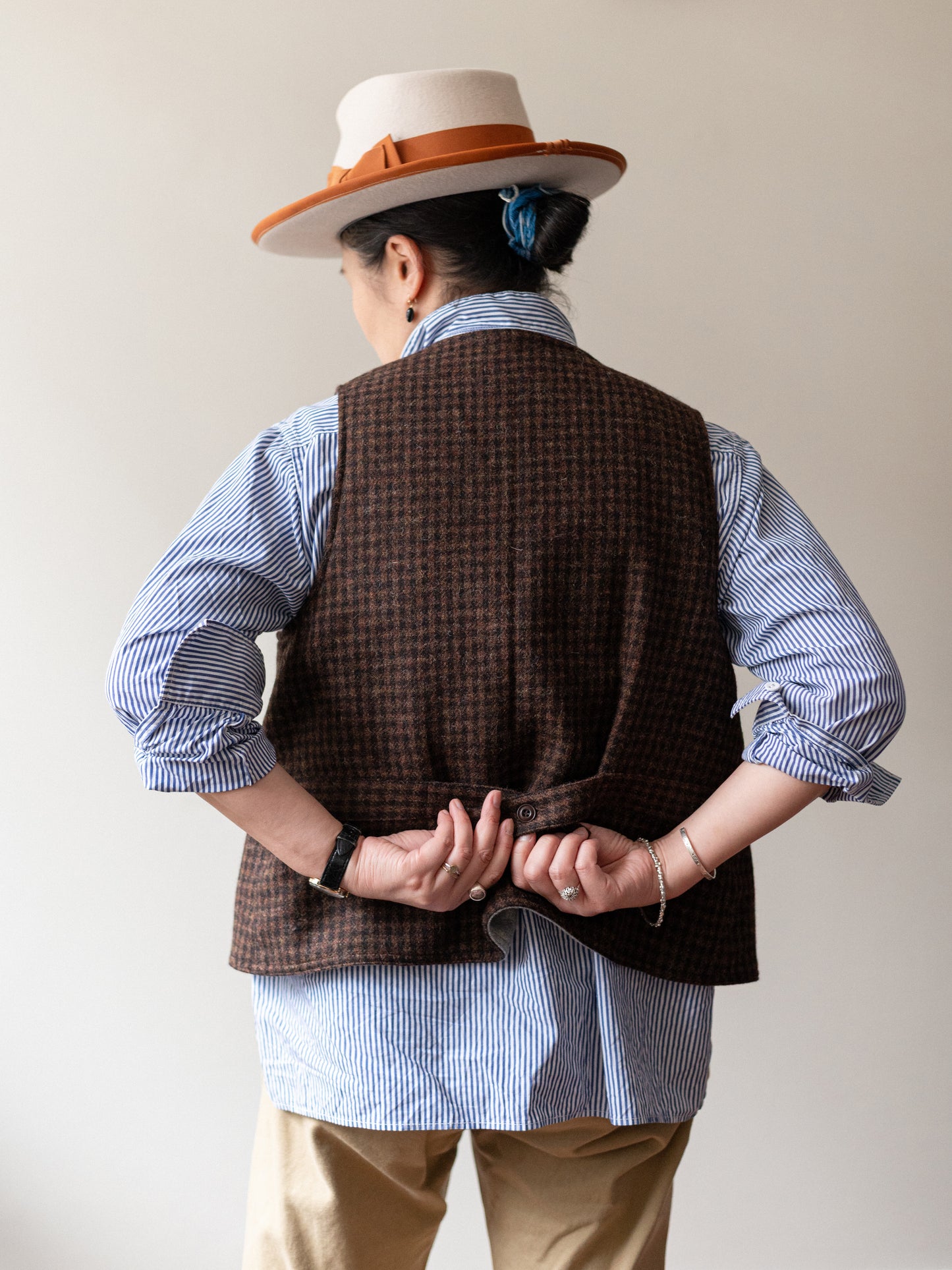Tweed Reversible Vest / Brown & Grey