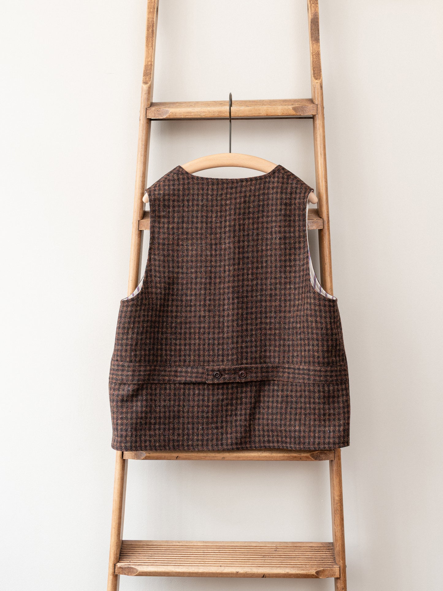 Tweed Reversible Vest / Brown & Stripe