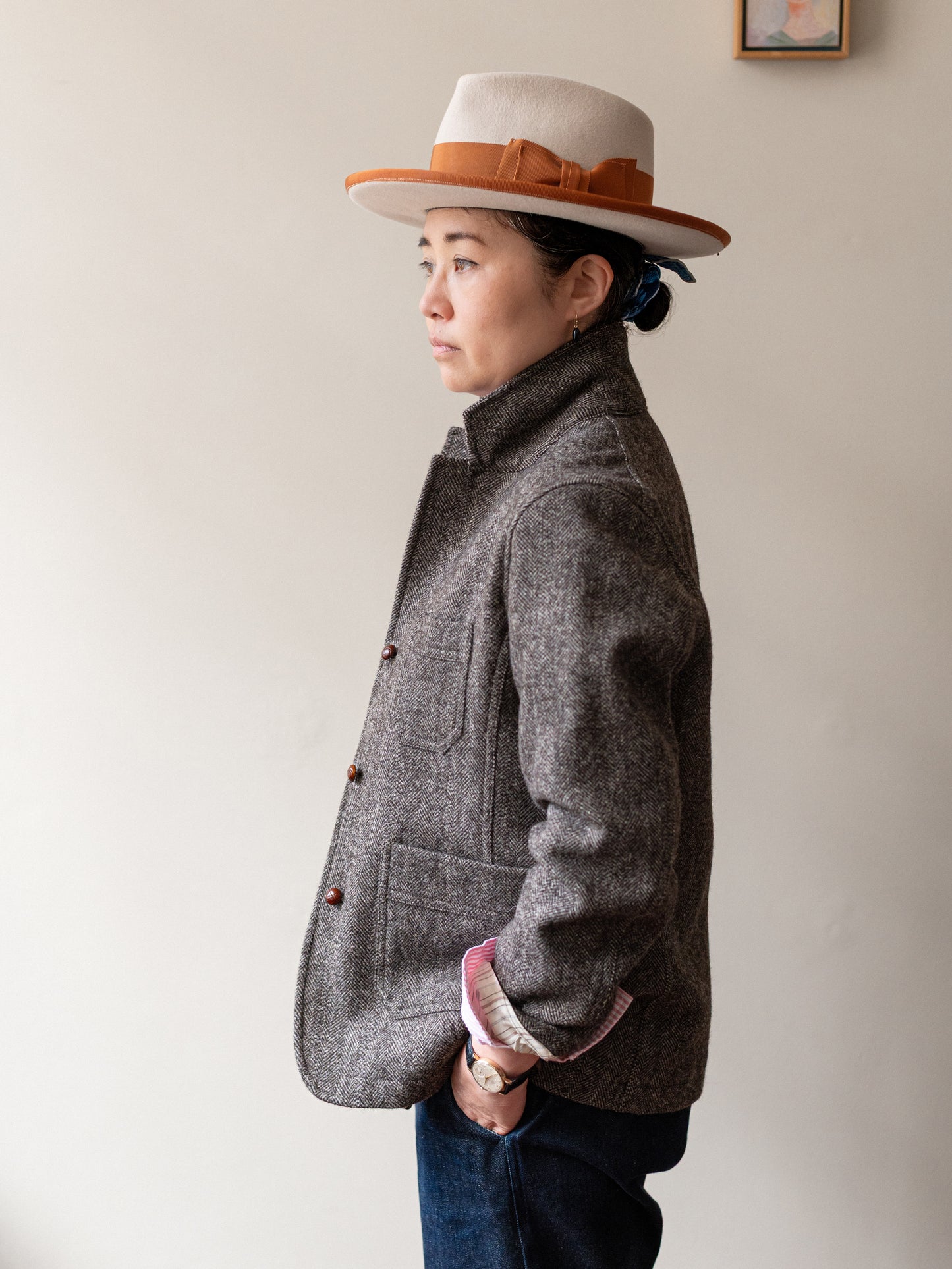Tweed Worker Jacket / Brown Herringbone