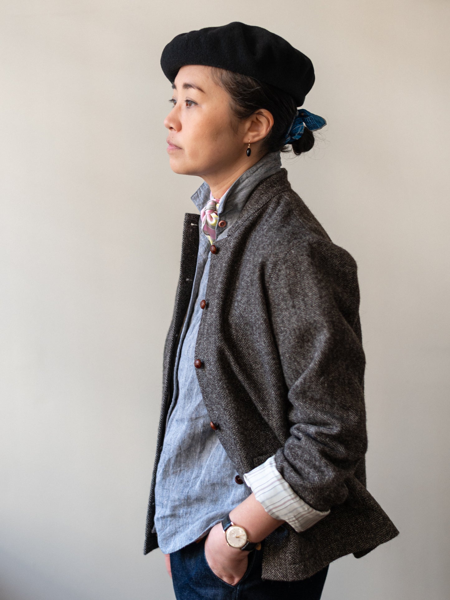 Tweed Painter Jacket / Brown Herringbone
