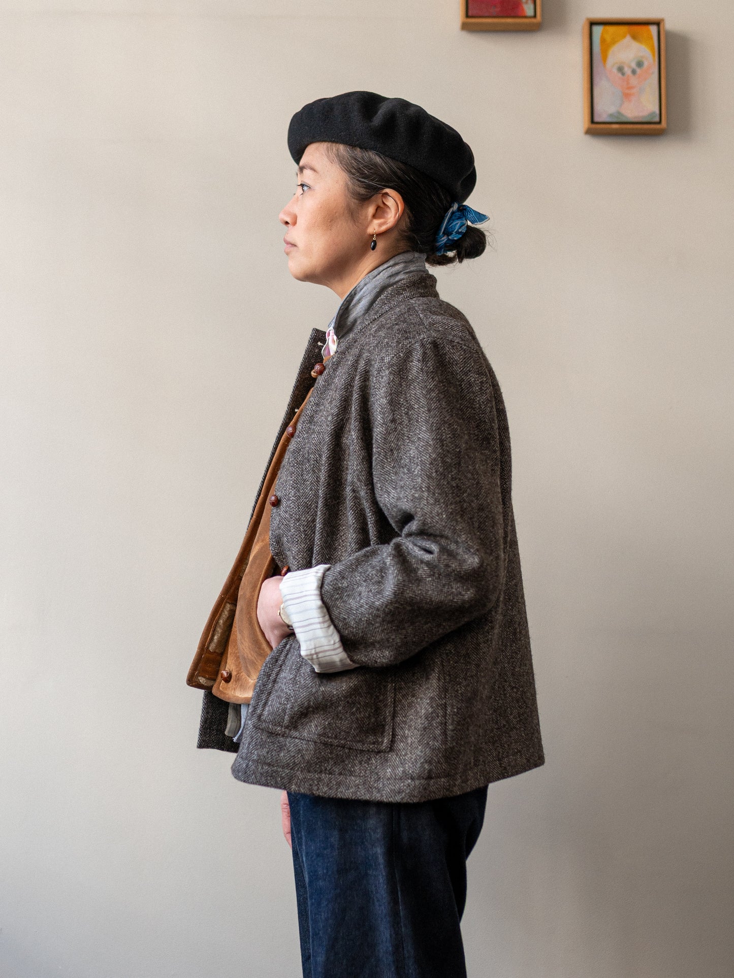 Tweed Painter Jacket / Brown Herringbone