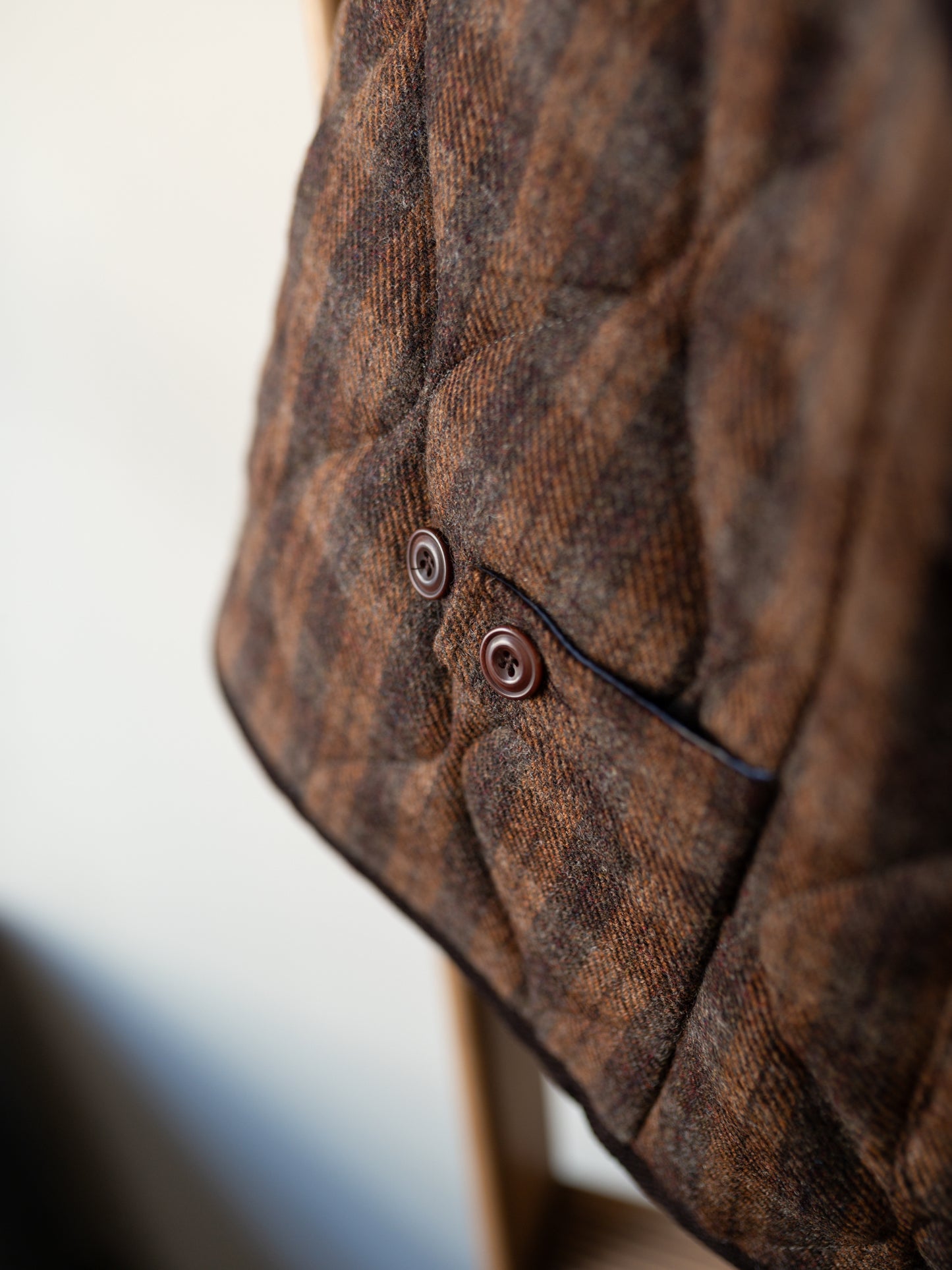 Tweed Quilted Vest / Brown Check