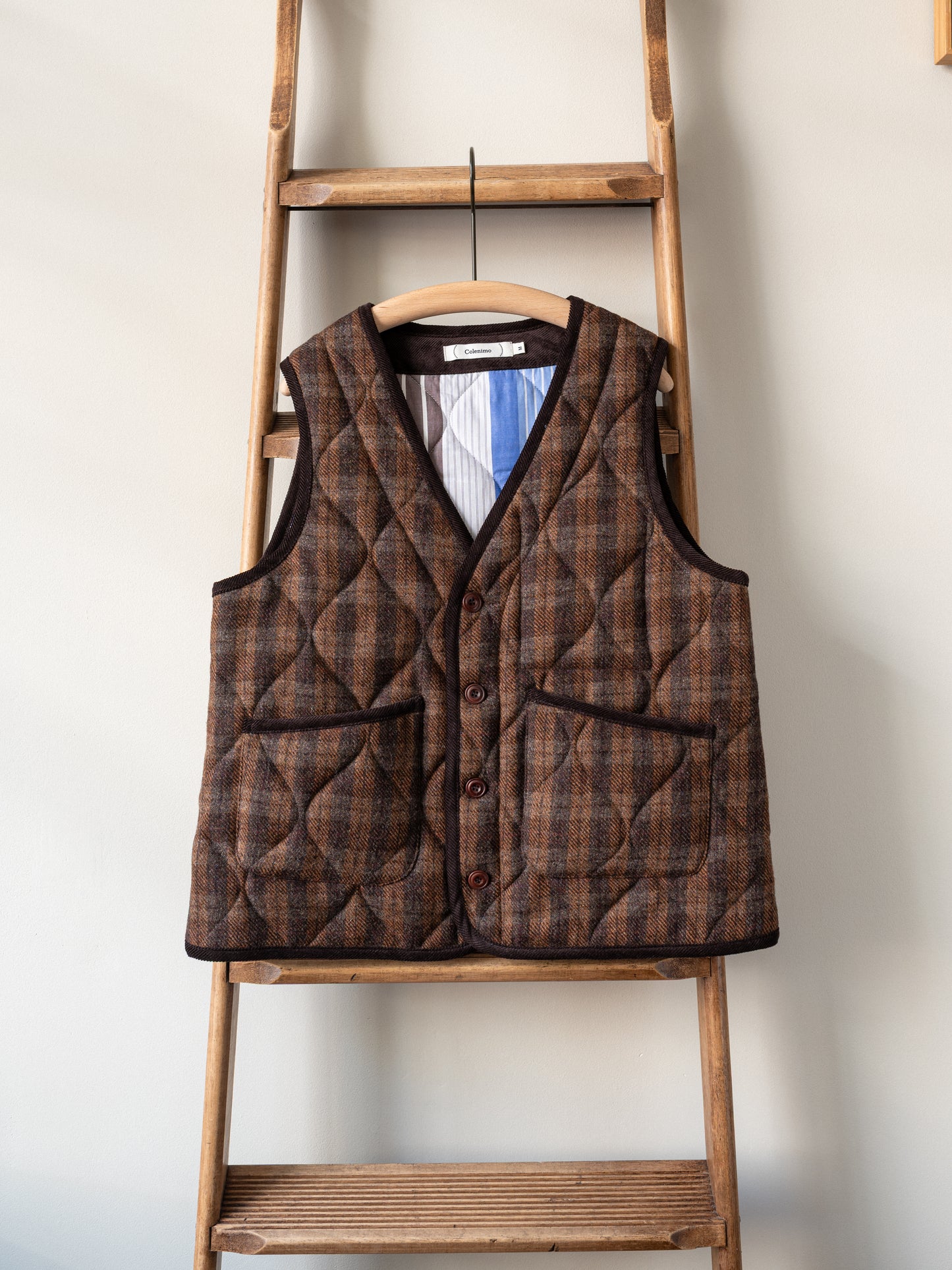 Tweed Quilted Vest / Brown Check