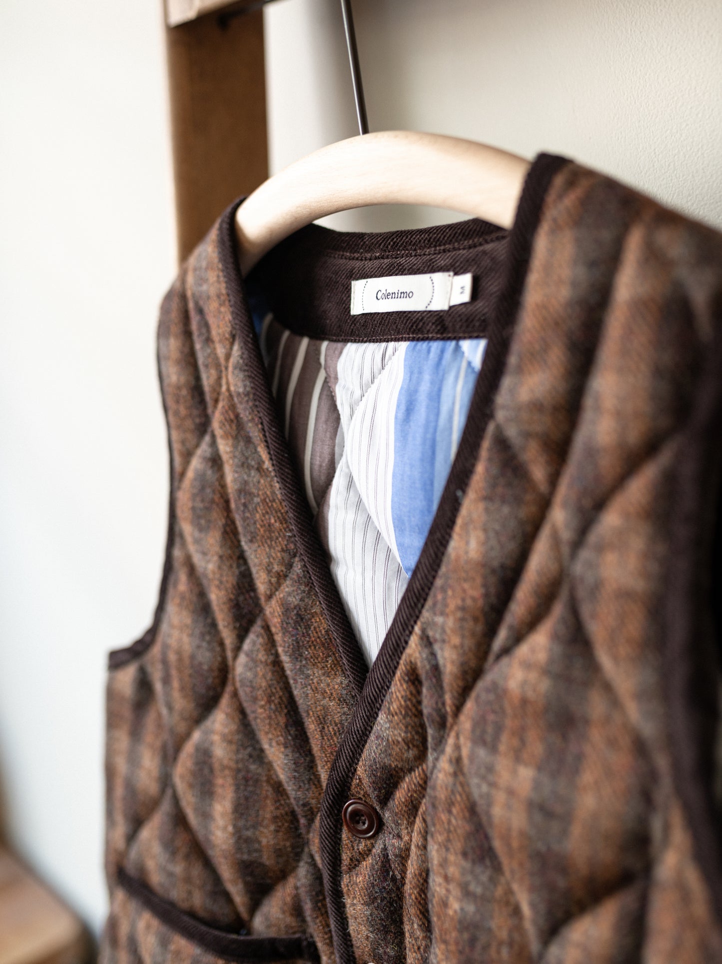 Tweed Quilted Vest / Brown Check
