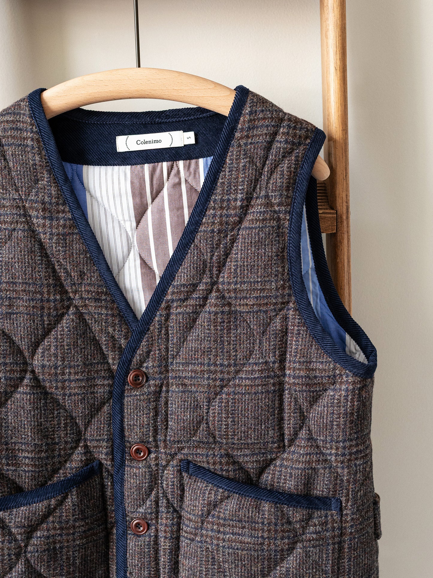 Tweed Quilted Vest / Grey Check