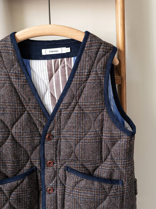 Tweed Quilted Vest / Grey Check