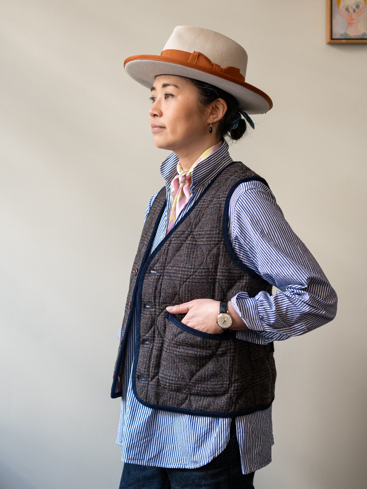 Tweed Quilted Vest / Grey Check