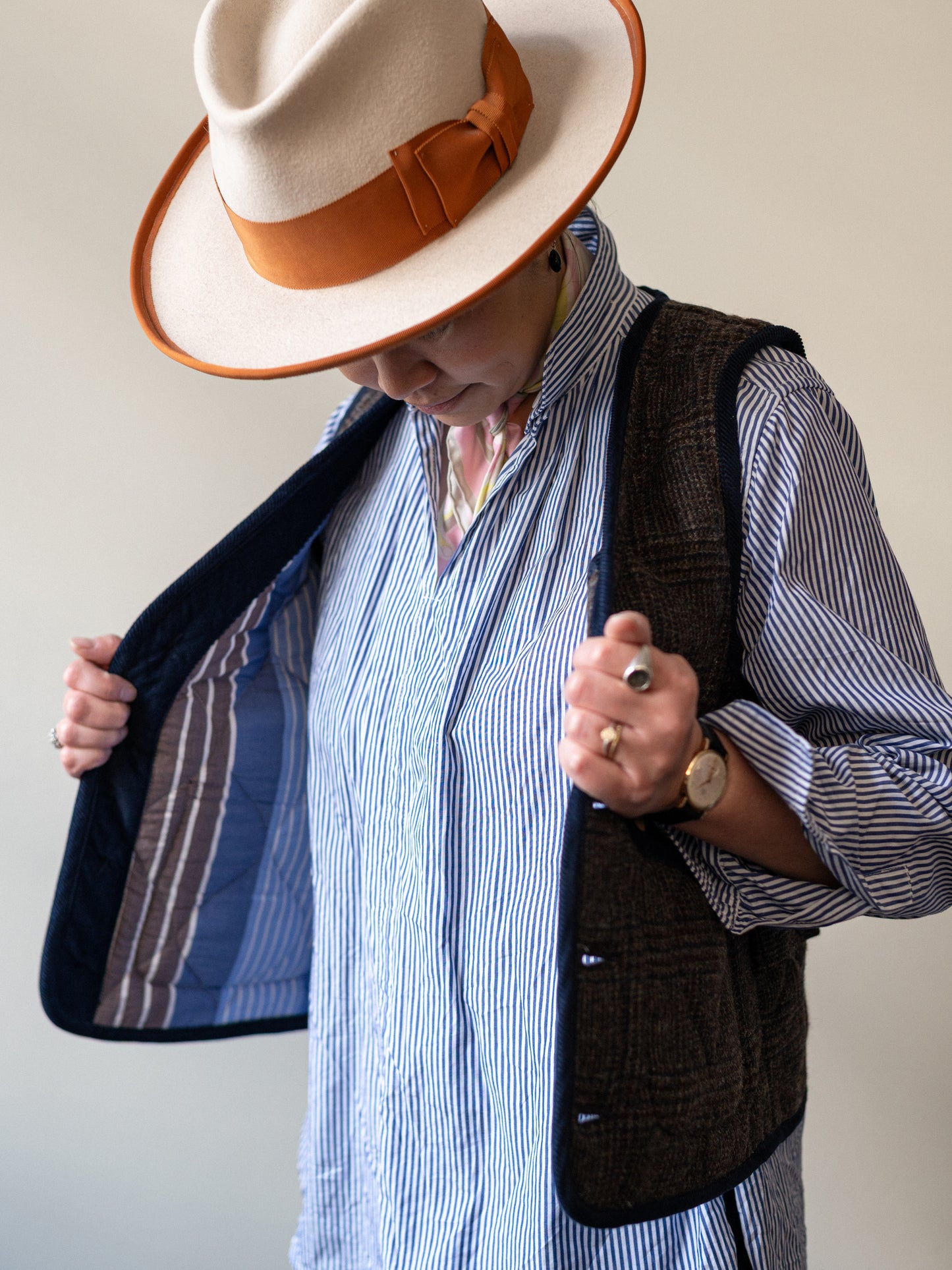 Tweed Quilted Vest / Grey Check