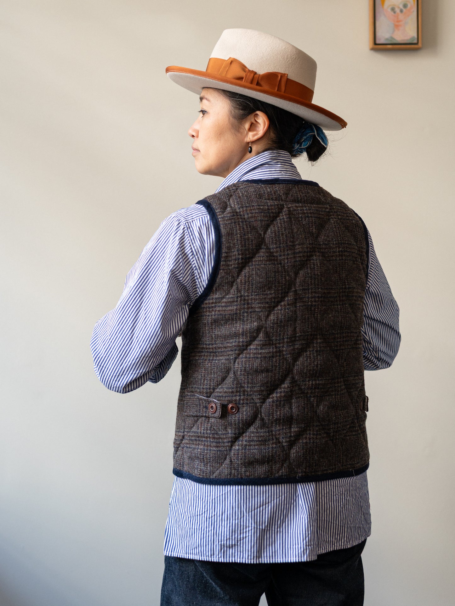 Tweed Quilted Vest / Grey Check