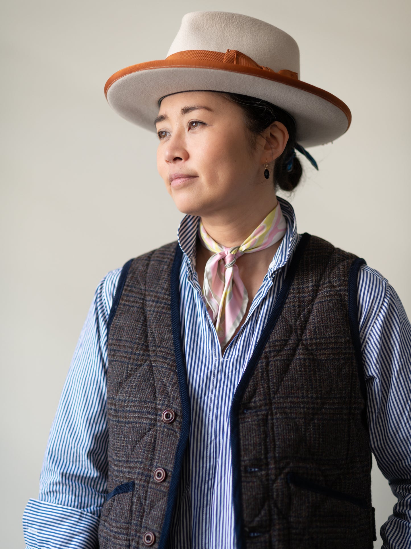 Tweed Quilted Vest / Grey Check