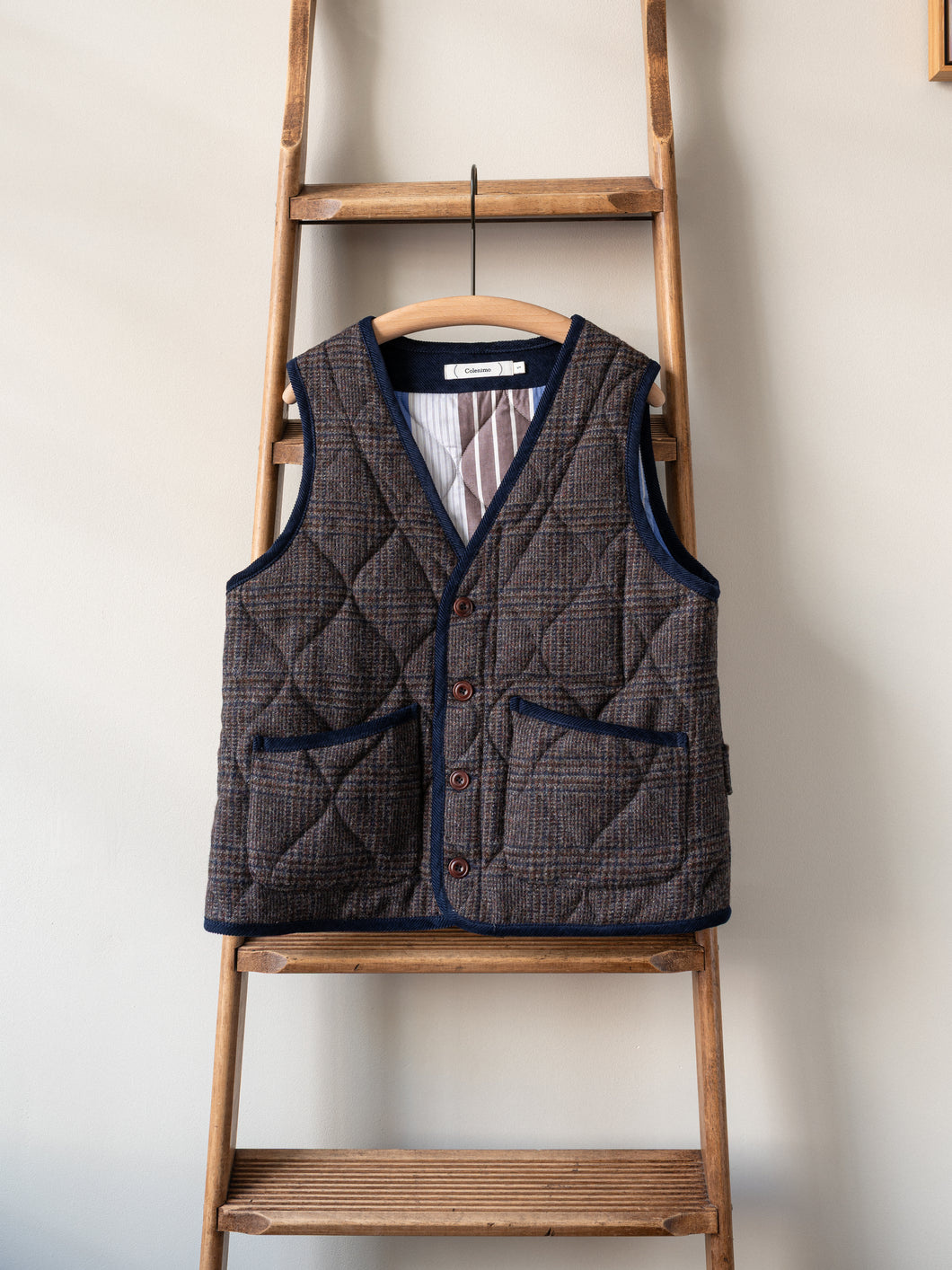Tweed Quilted Vest / Grey Check