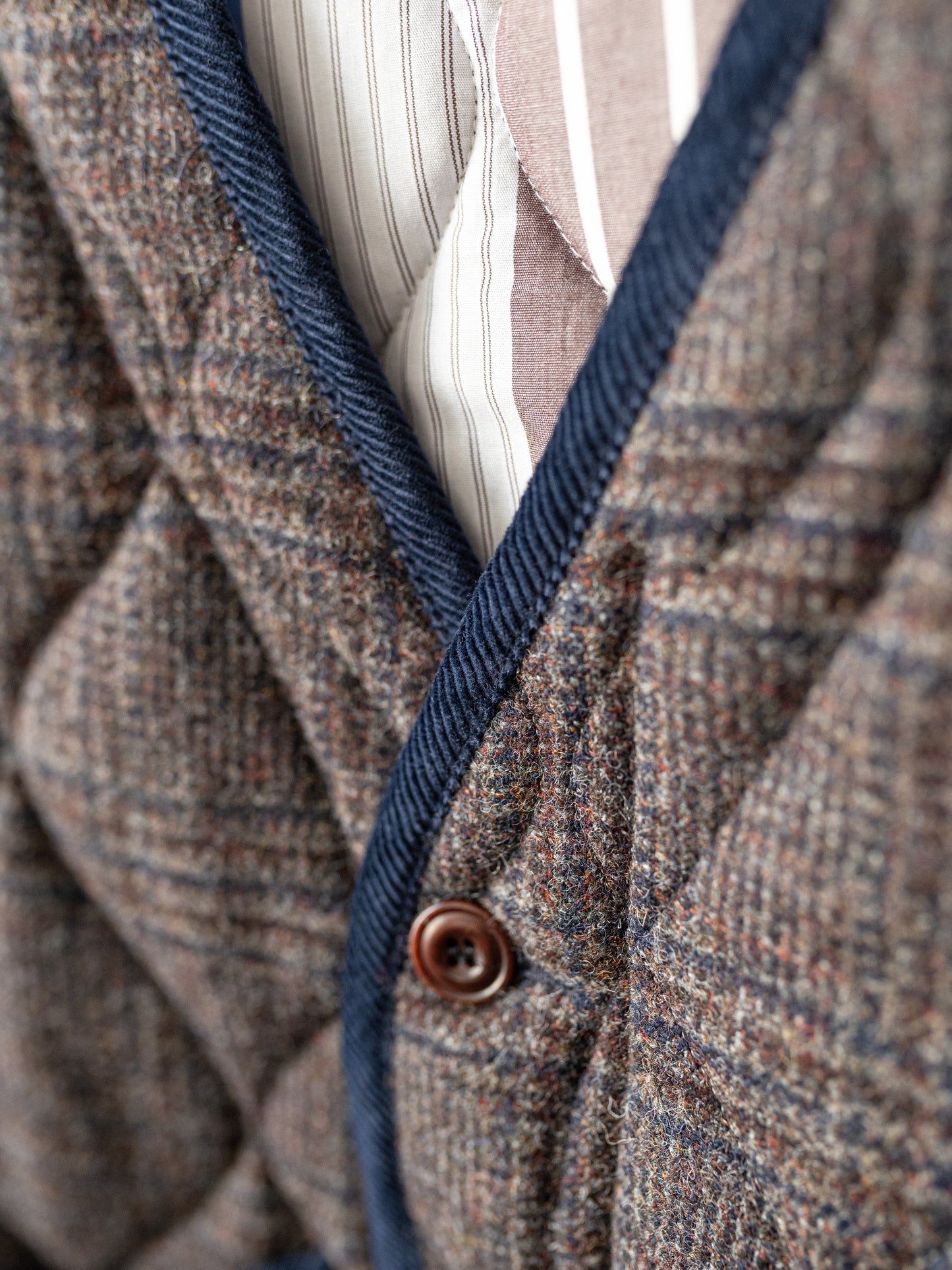 Tweed Quilted Vest / Grey Check