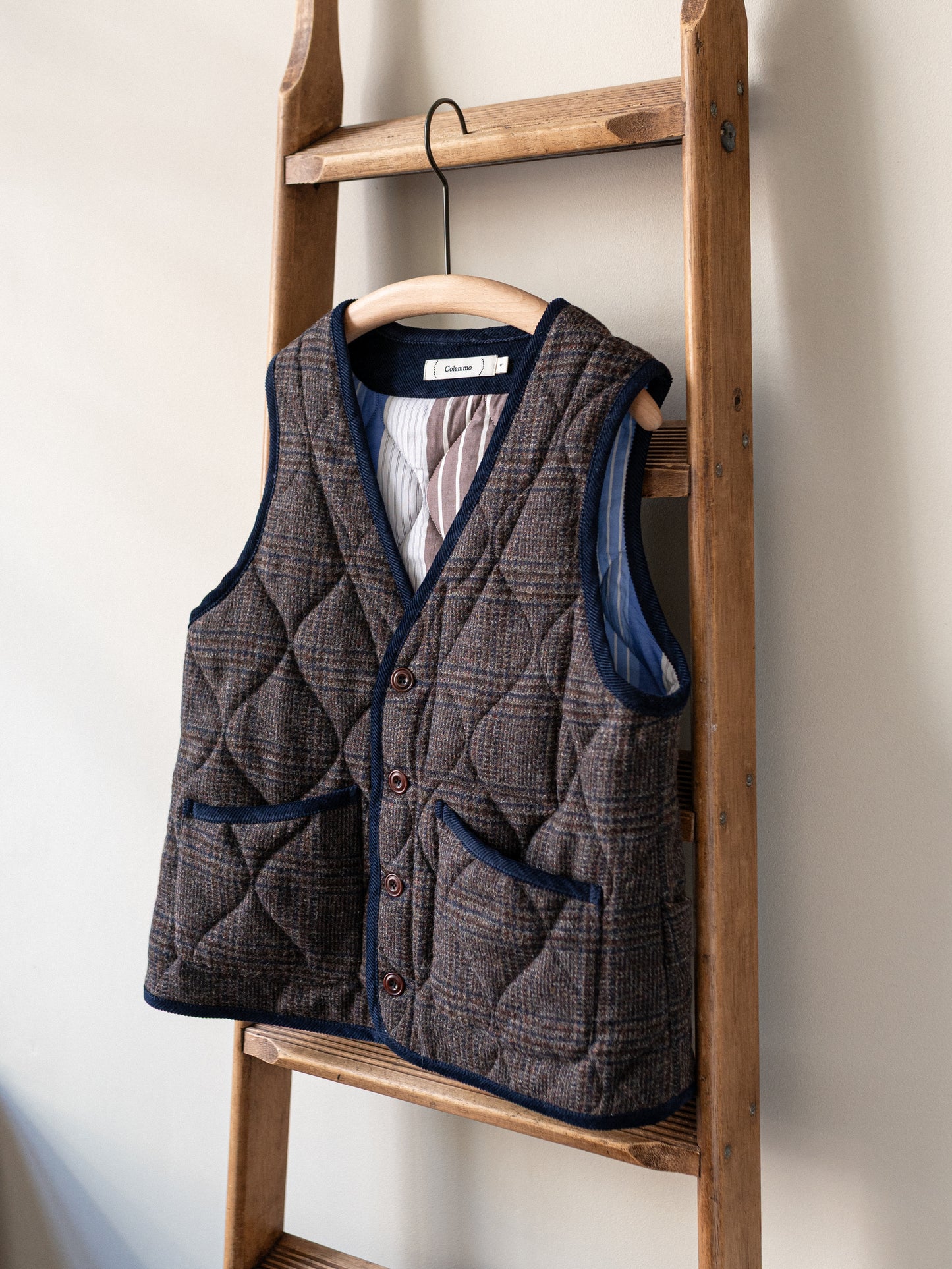 Tweed Quilted Vest / Grey Check