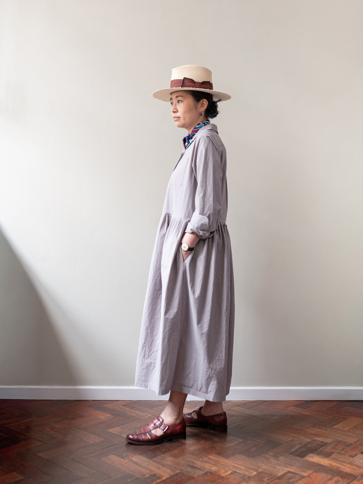 Typewriter Cotton Dress / Pale Mauve