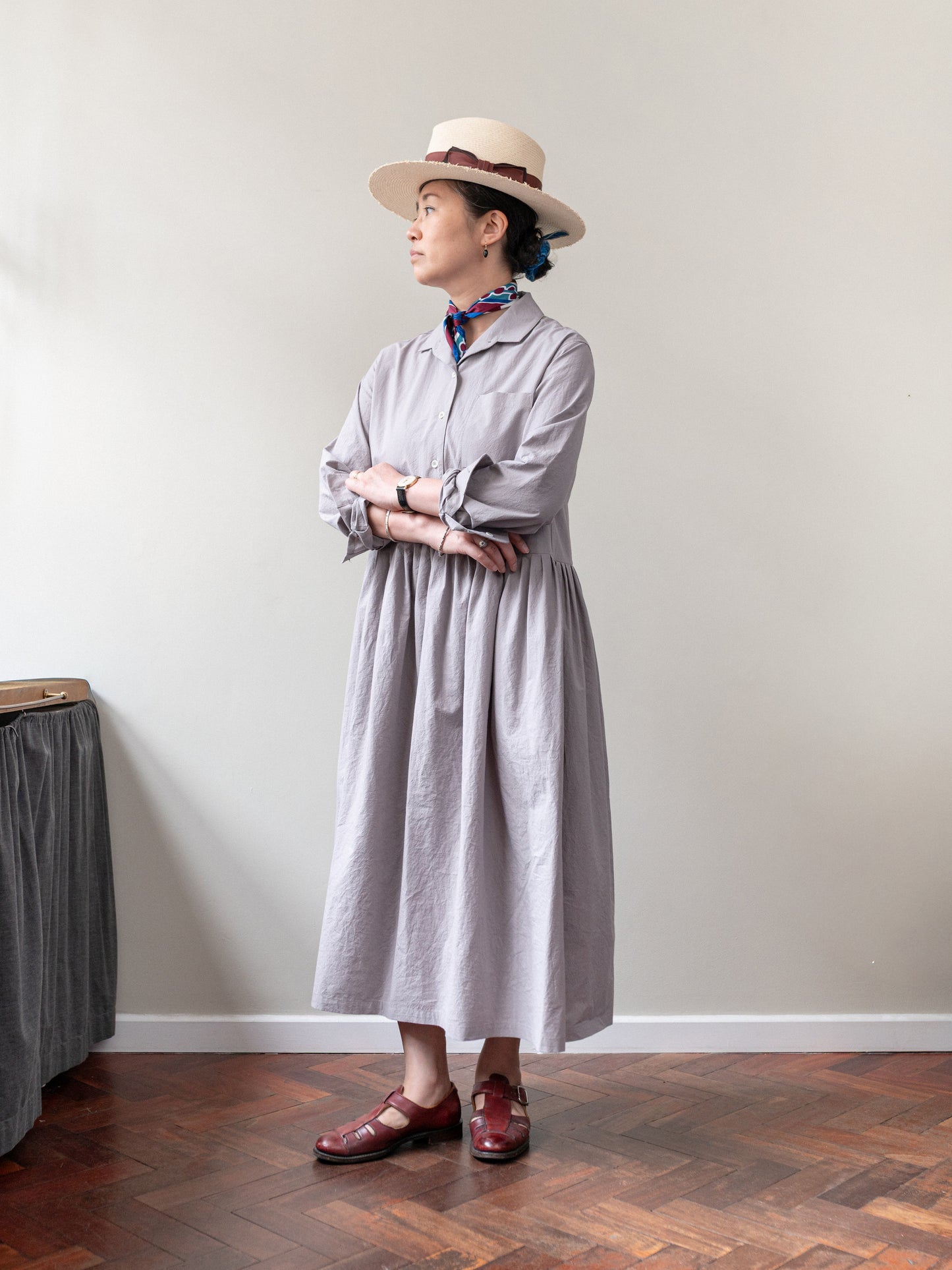 Typewriter Cotton Dress / Pale Mauve