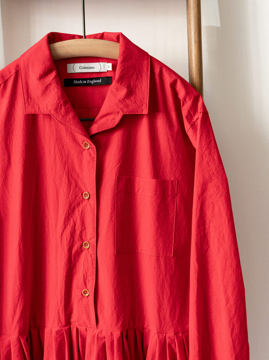 Typewriter Cotton Dress / Red