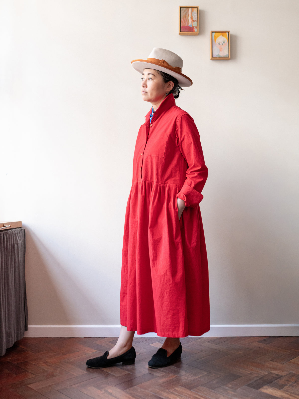 Typewriter Cotton Dress / Red