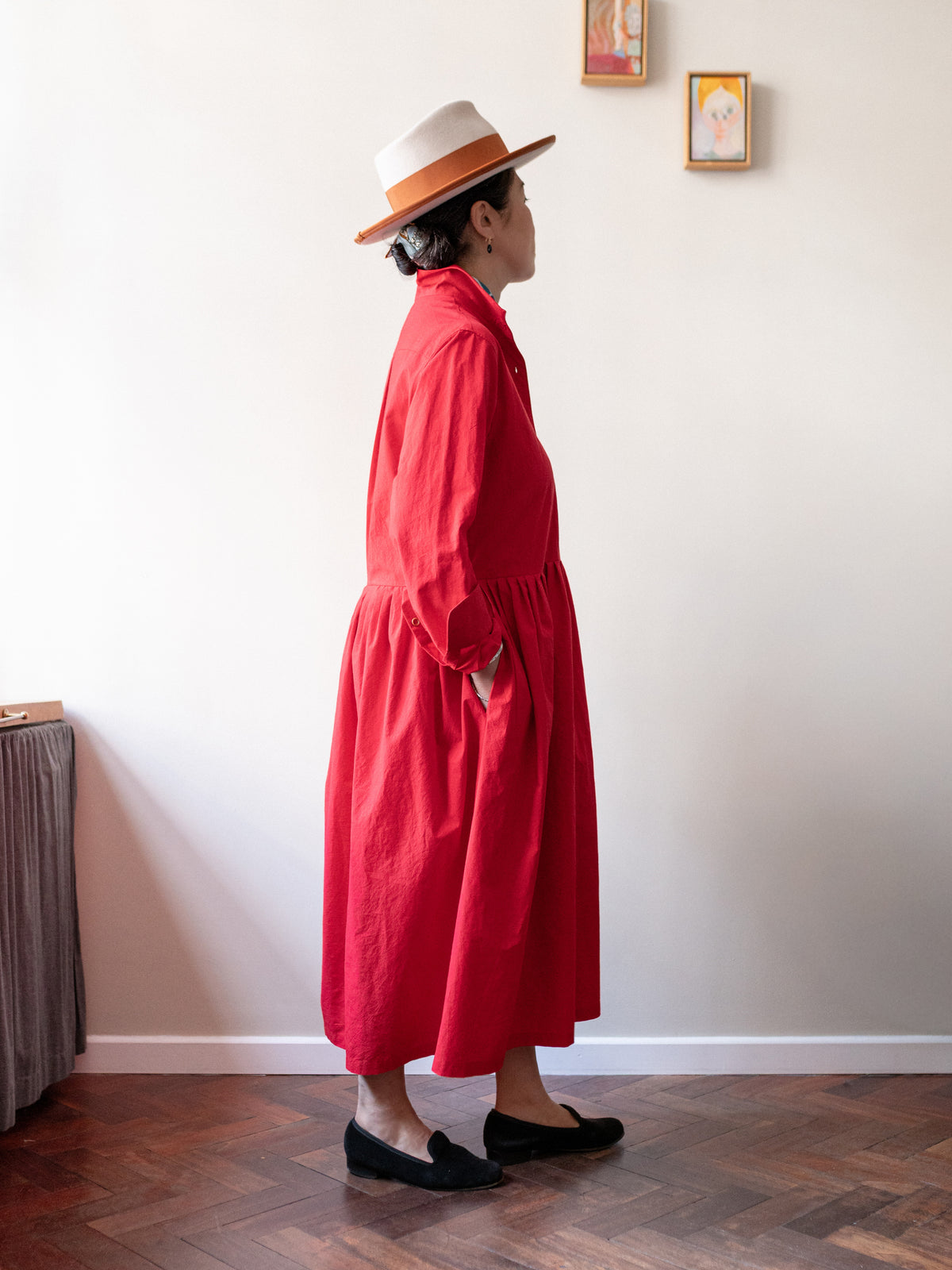 Typewriter Cotton Dress / Red